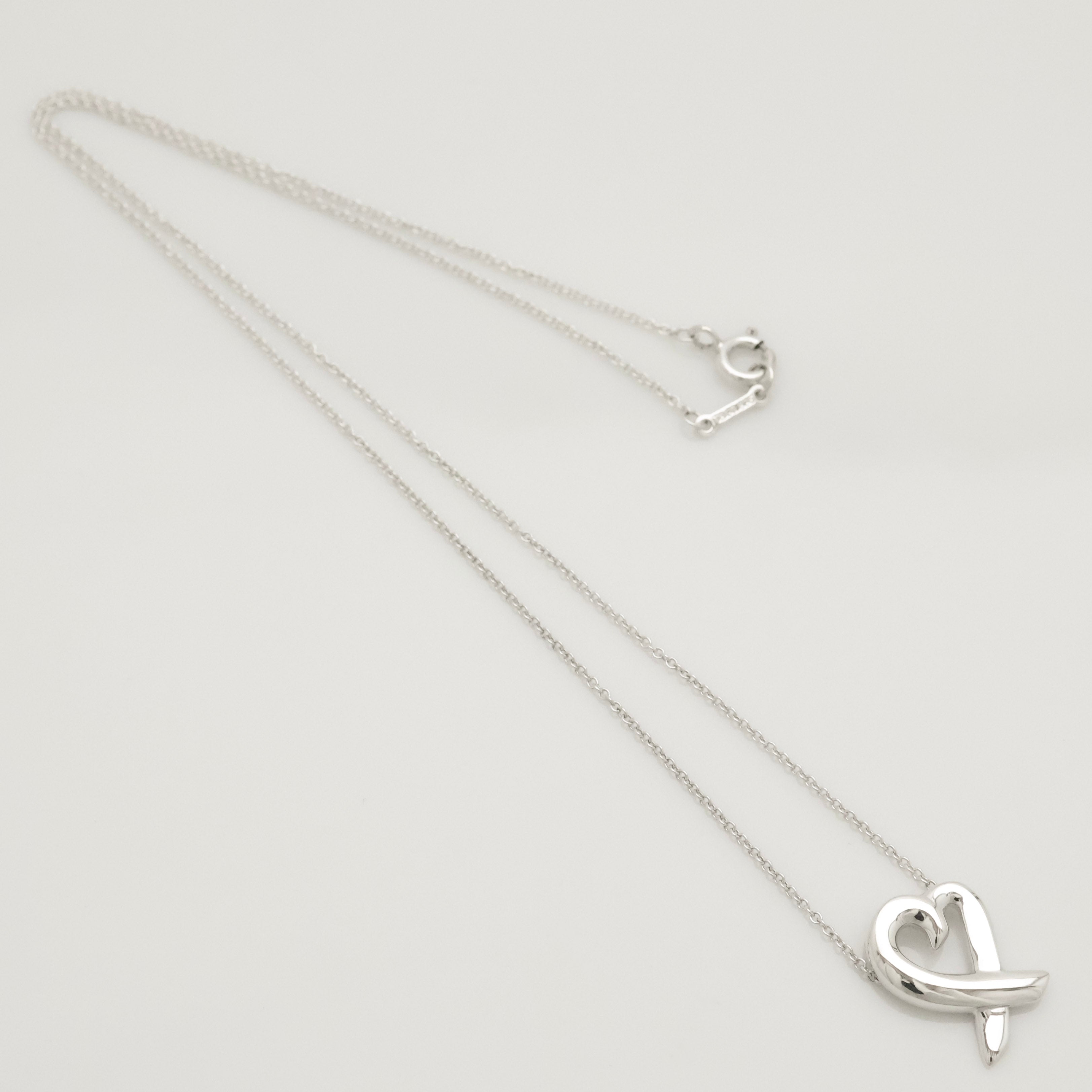Tiffany & Co. Loving Heart Pendant Necklace Sterling Silver 925 