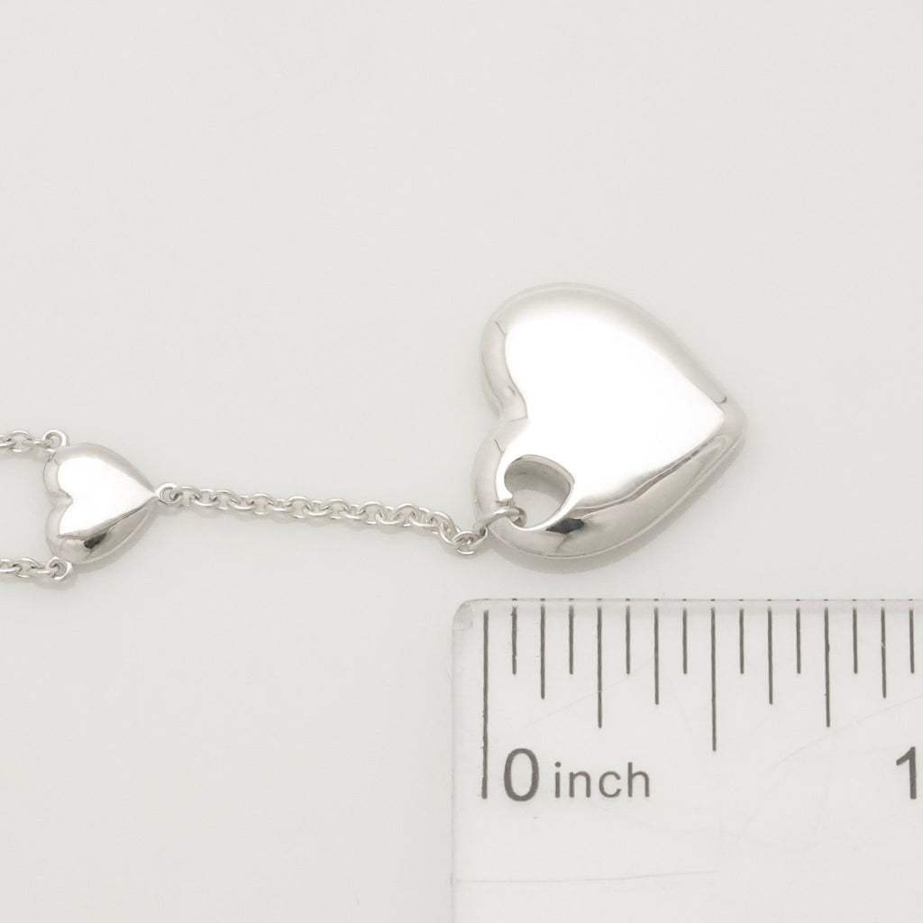 Tiffany & Co. Stencil Cutout Two Heart Lariat Necklace Sterling Silver 925
