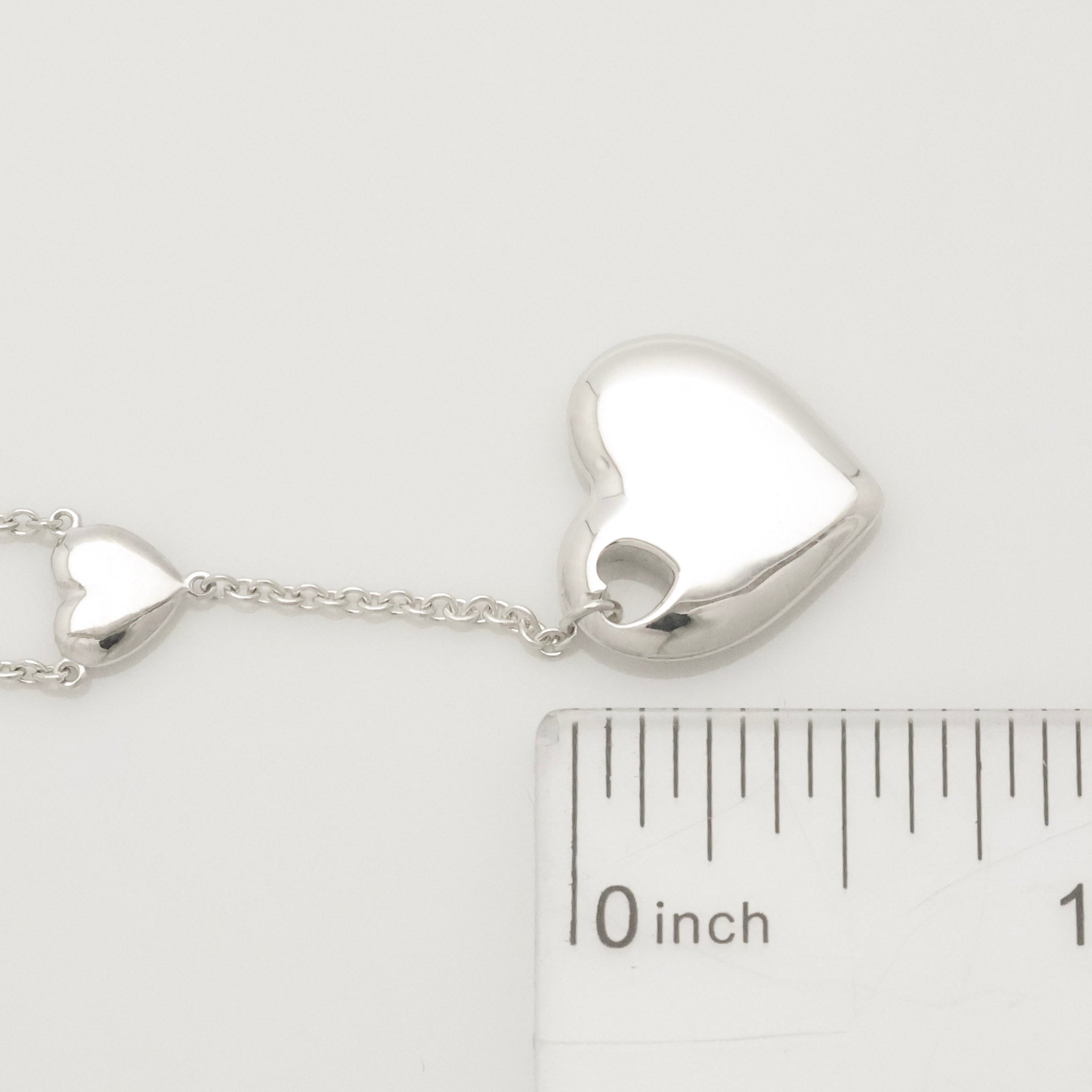 Tiffany & Co. Stencil Cutout Two Heart Lariat Necklace Sterling Silver 925