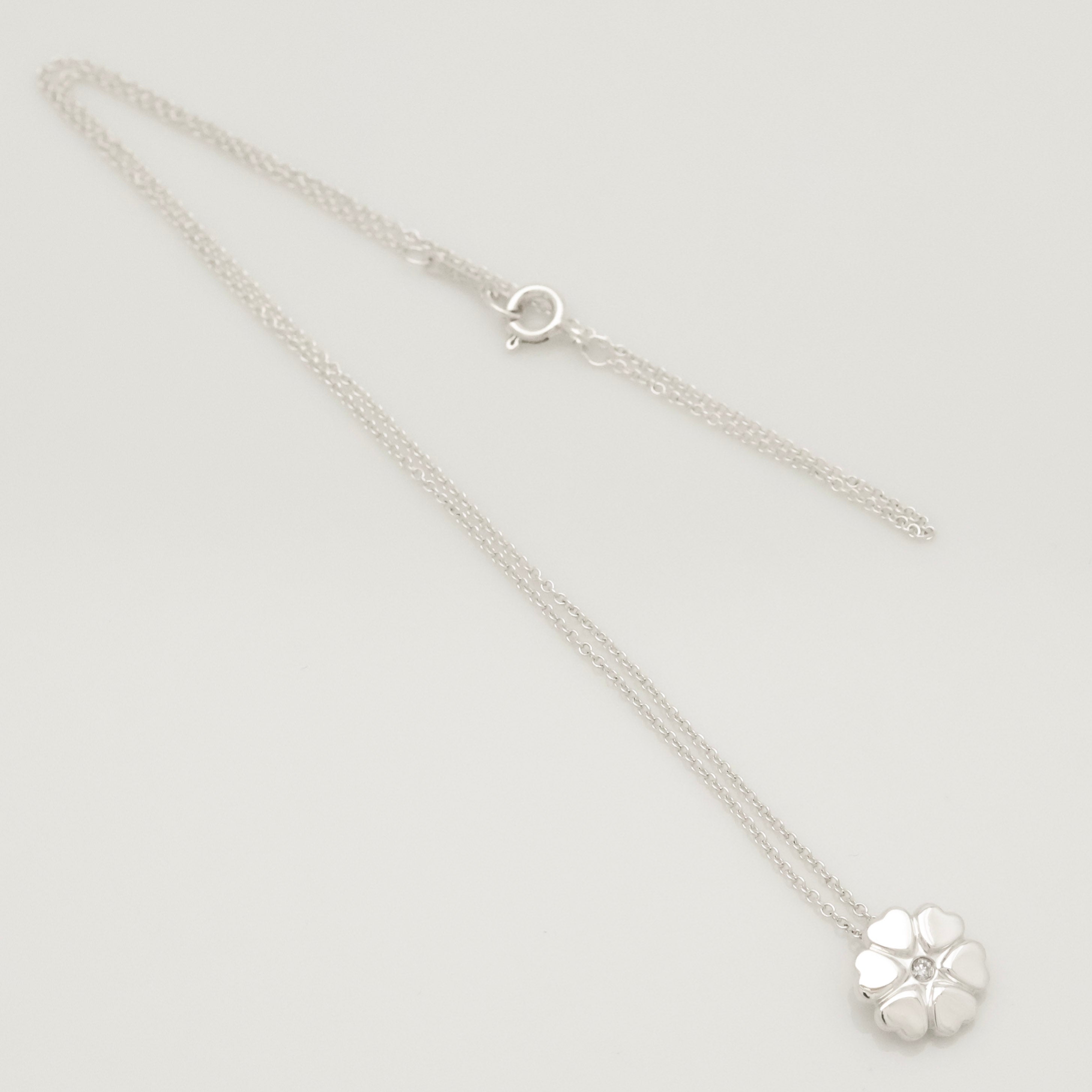 Tiffany & Co. Crown of Heart Diamond Pendant Necklace Sterling Silver 925