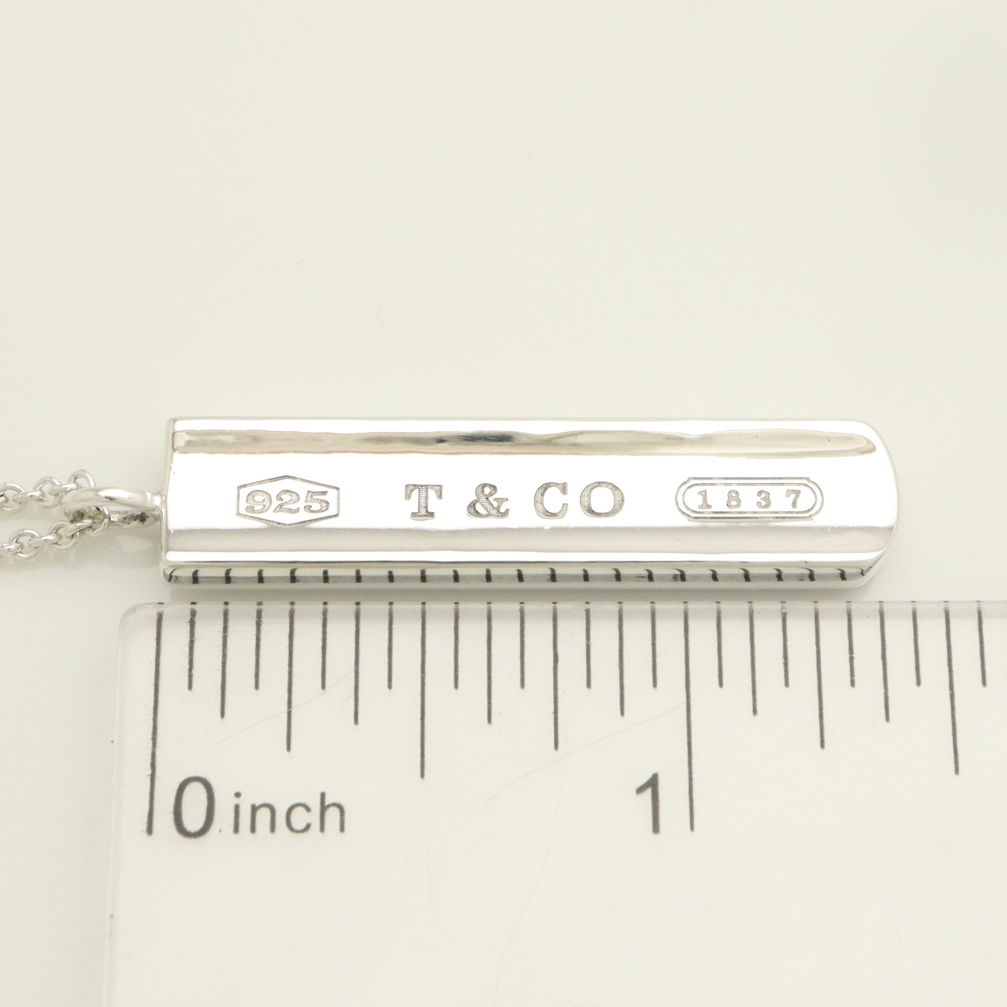 TIFFANY & Co. 1837 Bar Plate Pendant Necklace Chain Sterling Silver 925