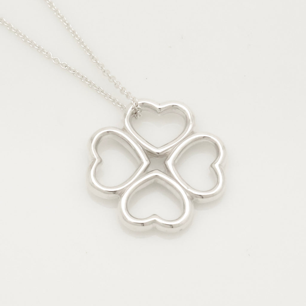  Tiffany & Co. Four Hearts Clover Necklace Pendant Sterling Silver 925