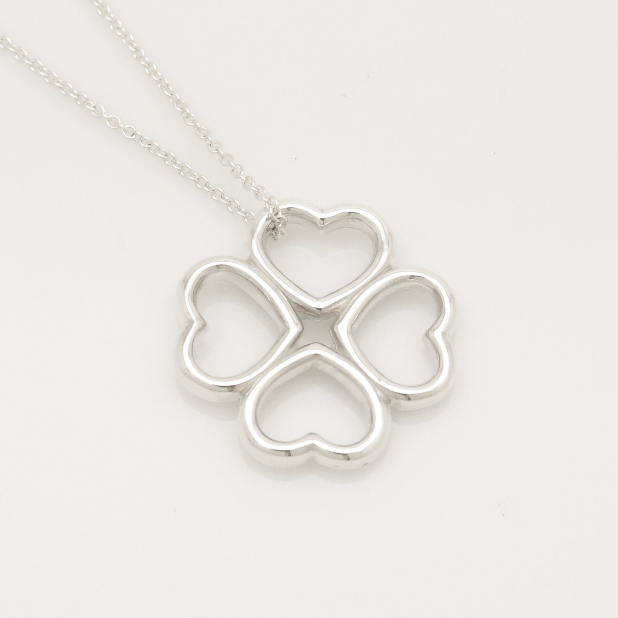  Tiffany & Co. Four Hearts Clover Necklace Pendant Sterling Silver 925