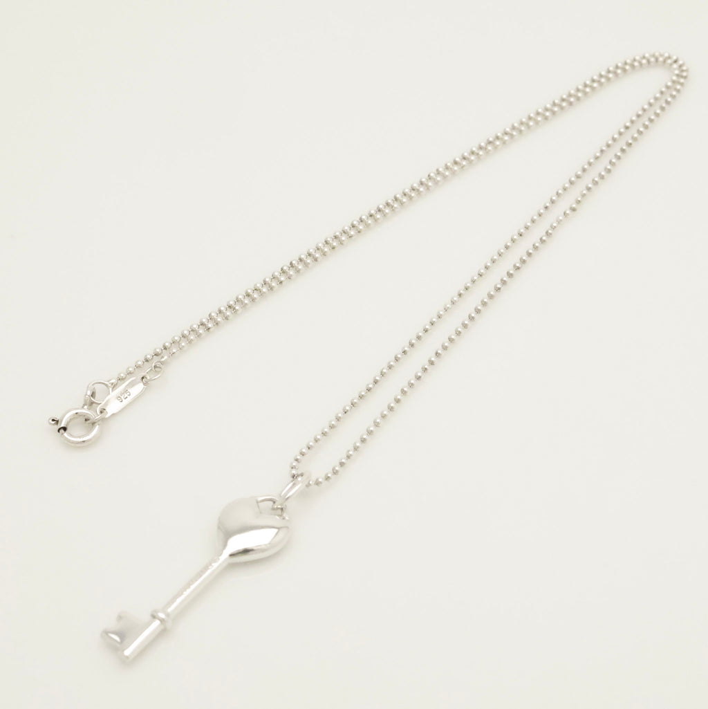Tiffany & Co. Heart Key 1P Diamond Necklace Sterling Silver 925 