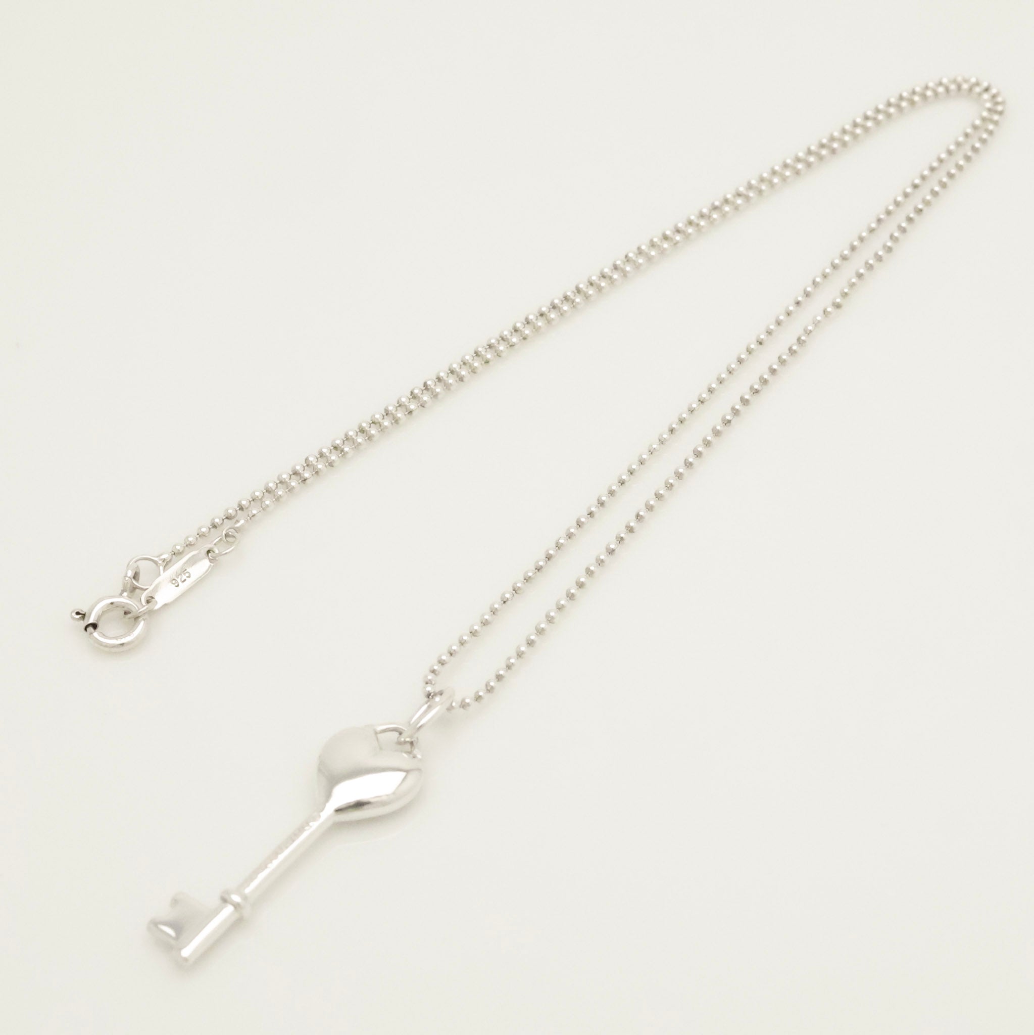 Tiffany & Co. Heart Key 1P Diamond Necklace Sterling Silver 925 