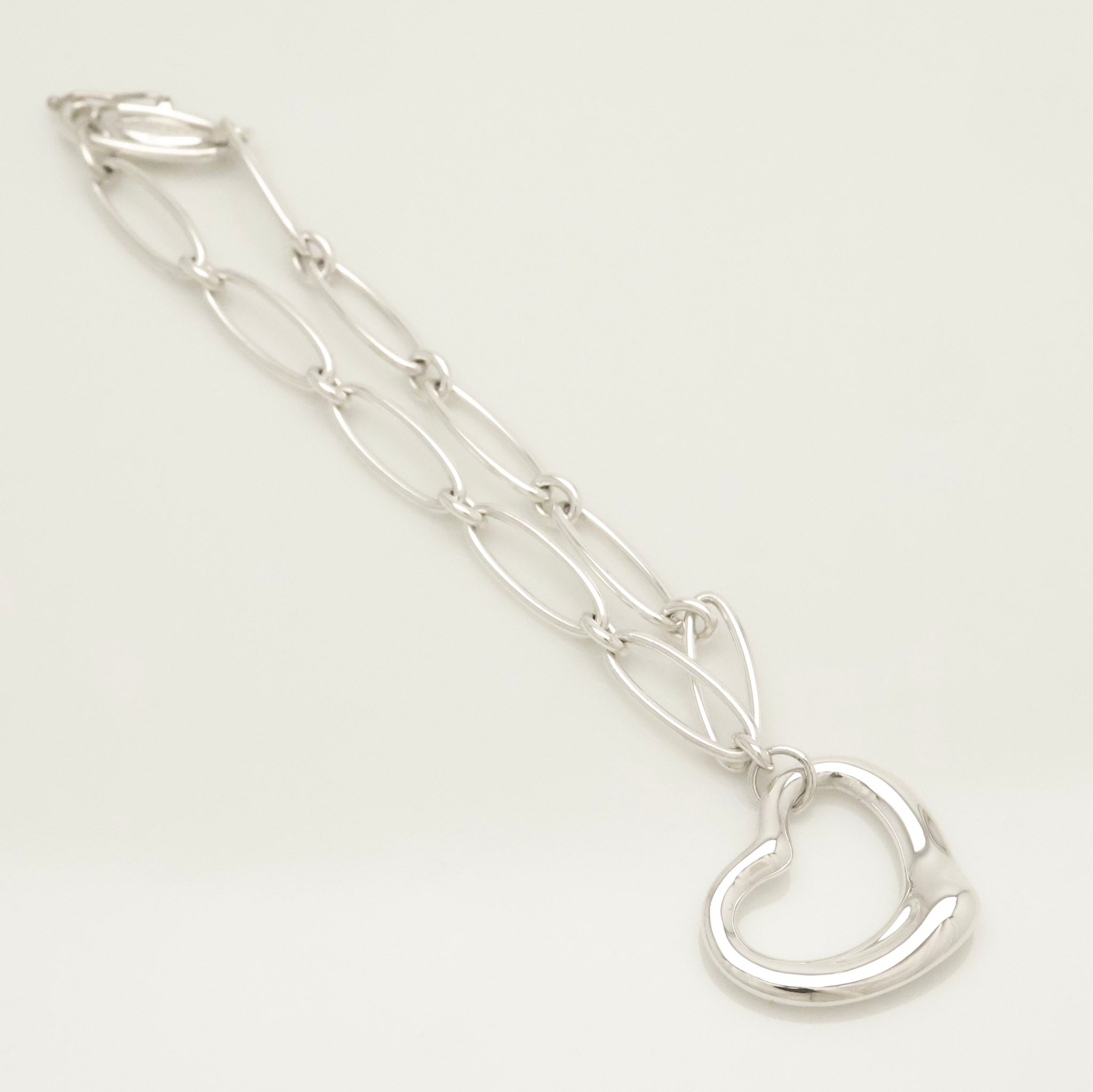 TIFFANY&Co. オープン ハート 22mm エルサペレッティ オーバル リンク チェーン ブレスレット AG925