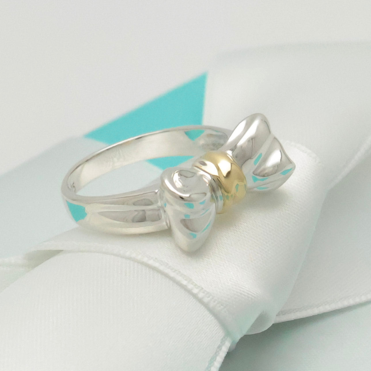 TIFFANY&Co. リボン コンビ リング 11号 AG925 AU750