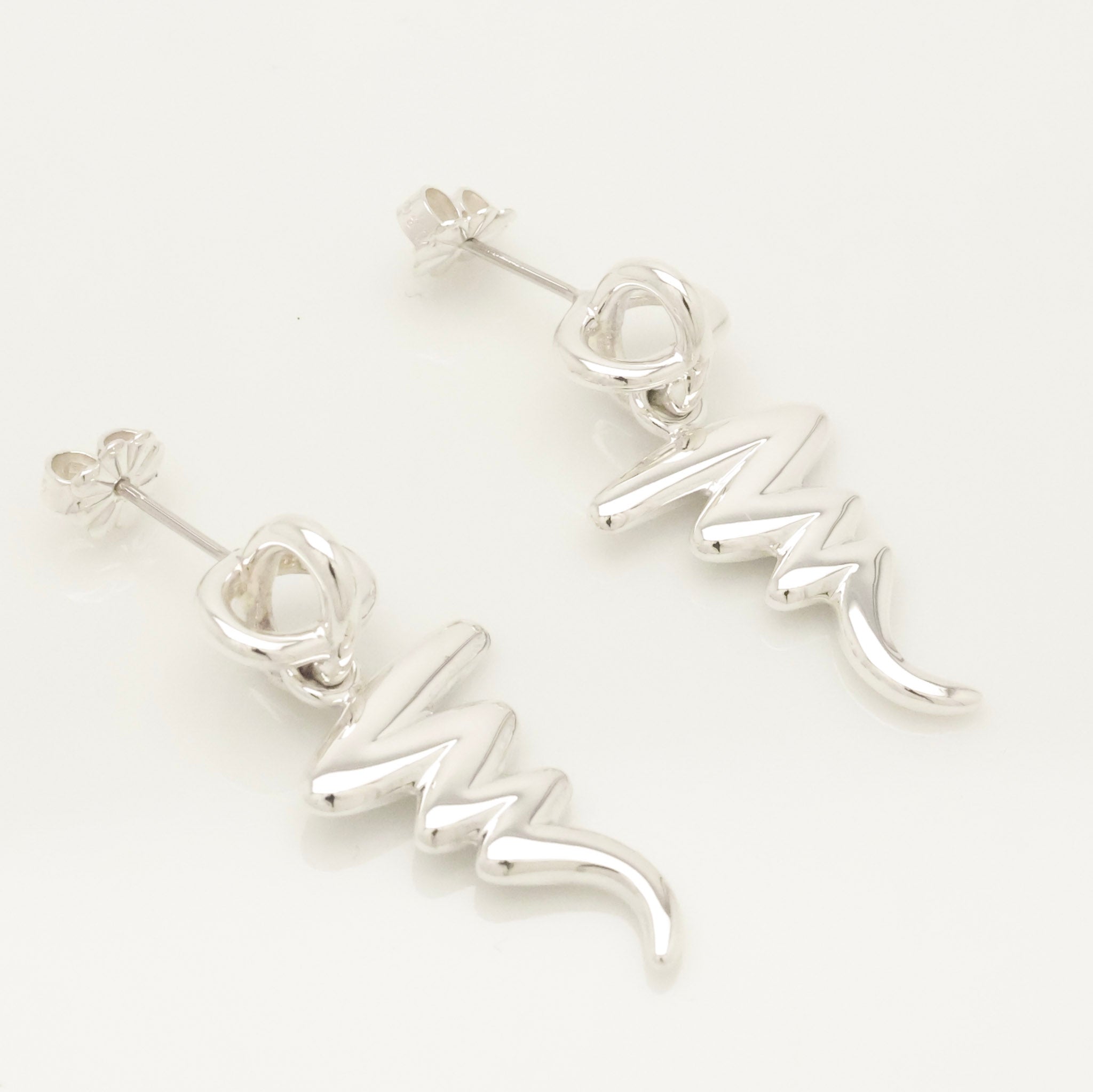 Tiffany & Co. Picasso Scribble Zig Zag Stud Earrings Sterling Silver 925