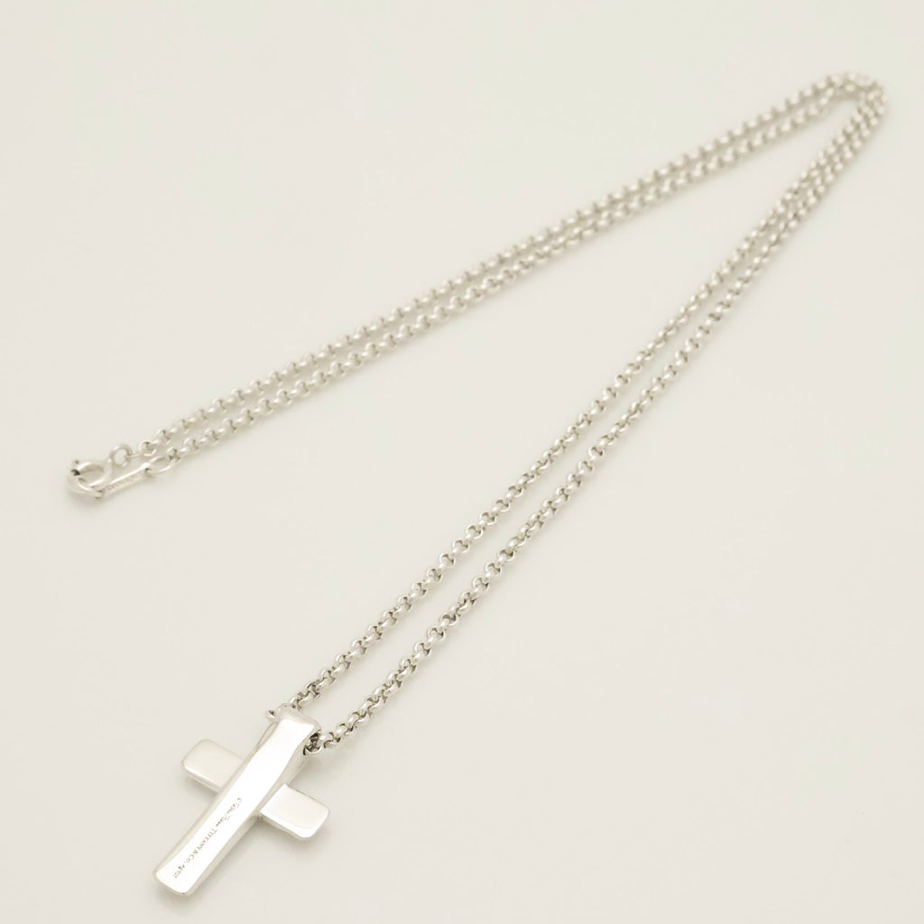  Tiffany & Co. Picasso Groove Cross Necklace Sterling Silver 925 