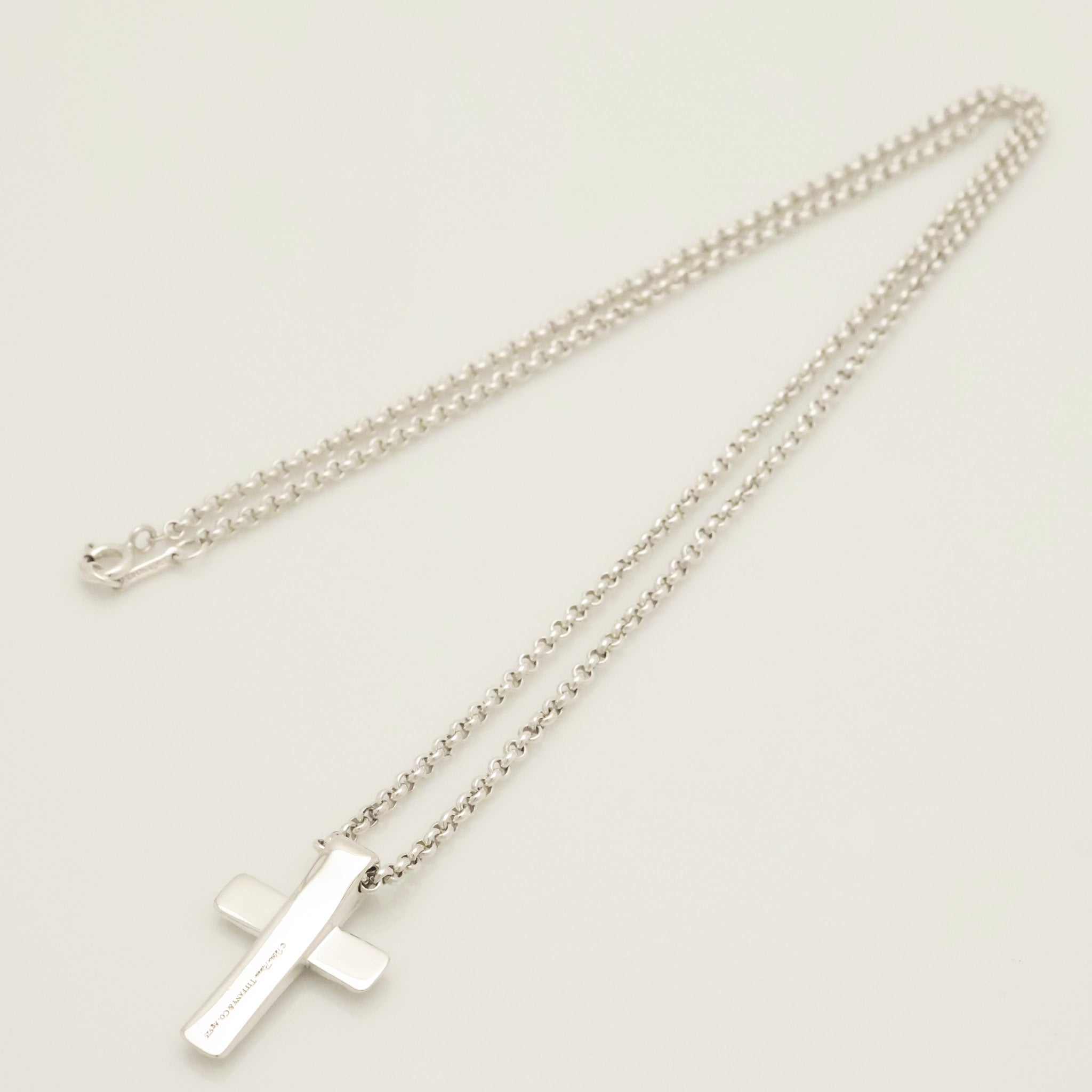  Tiffany & Co. Picasso Groove Cross Necklace Sterling Silver 925 