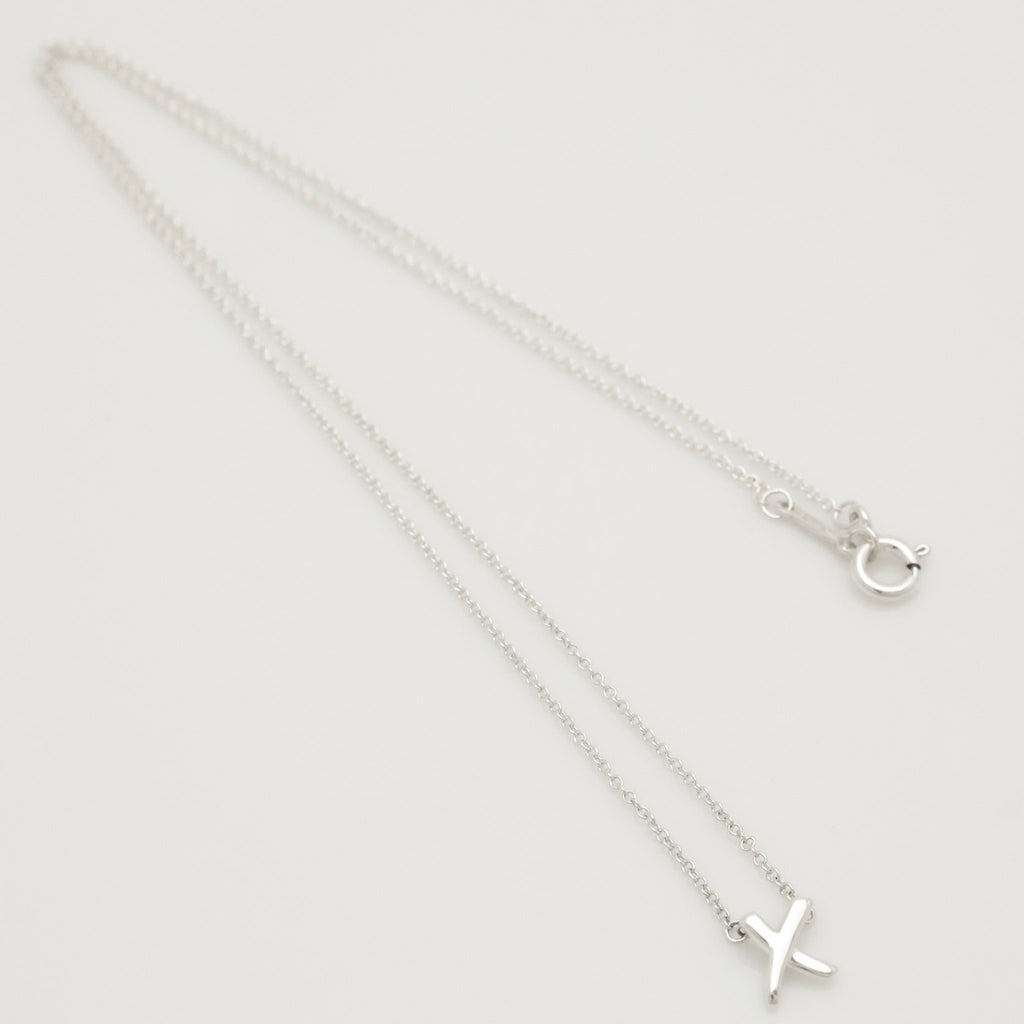 Tiffany & Co. Mini X Kiss Cross Pendant Necklace Sterling Silver 925 