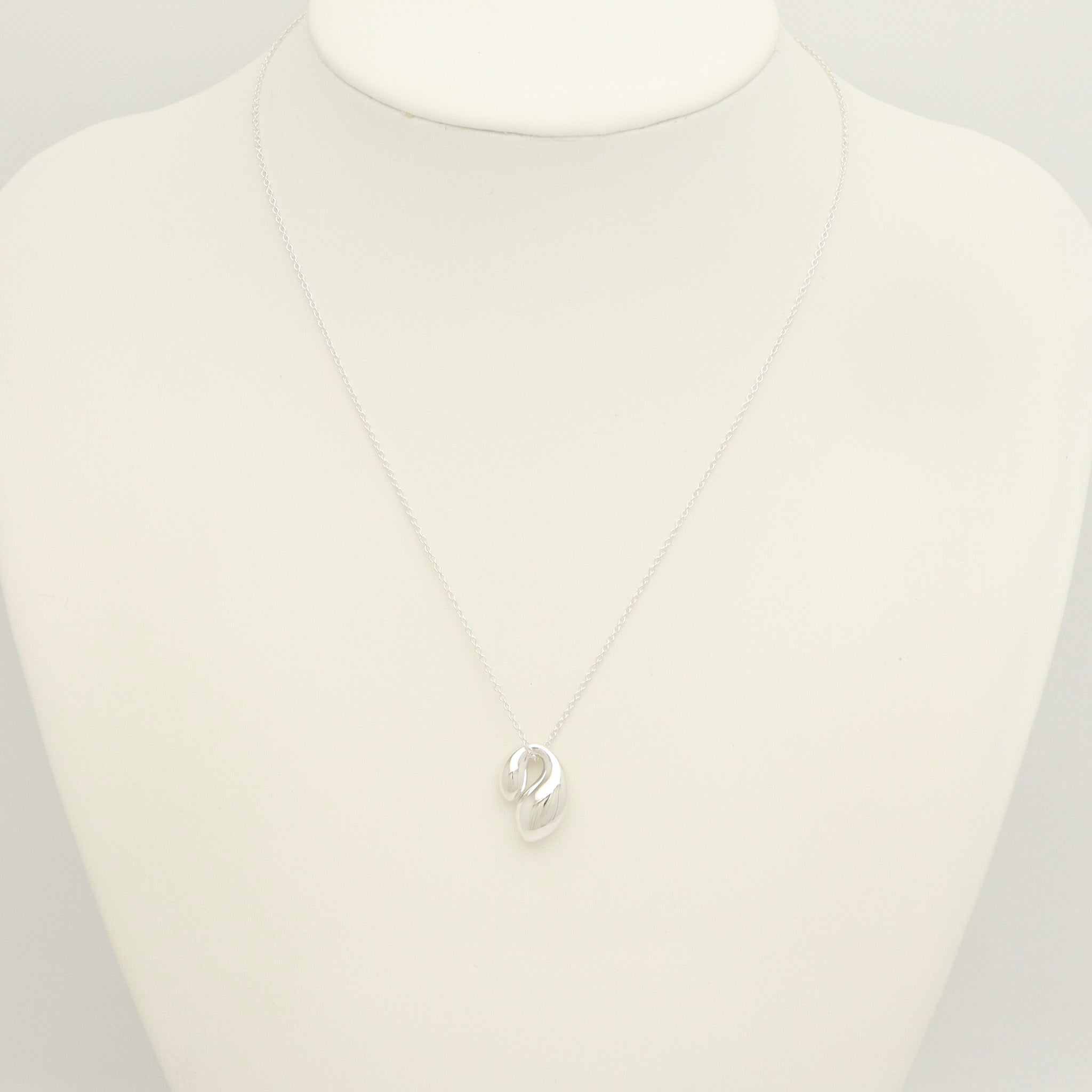 Tiffany & Co. Elsa Peretti Sterling Silver Double Teardrop Pendant Necklace Sterling Silver 925