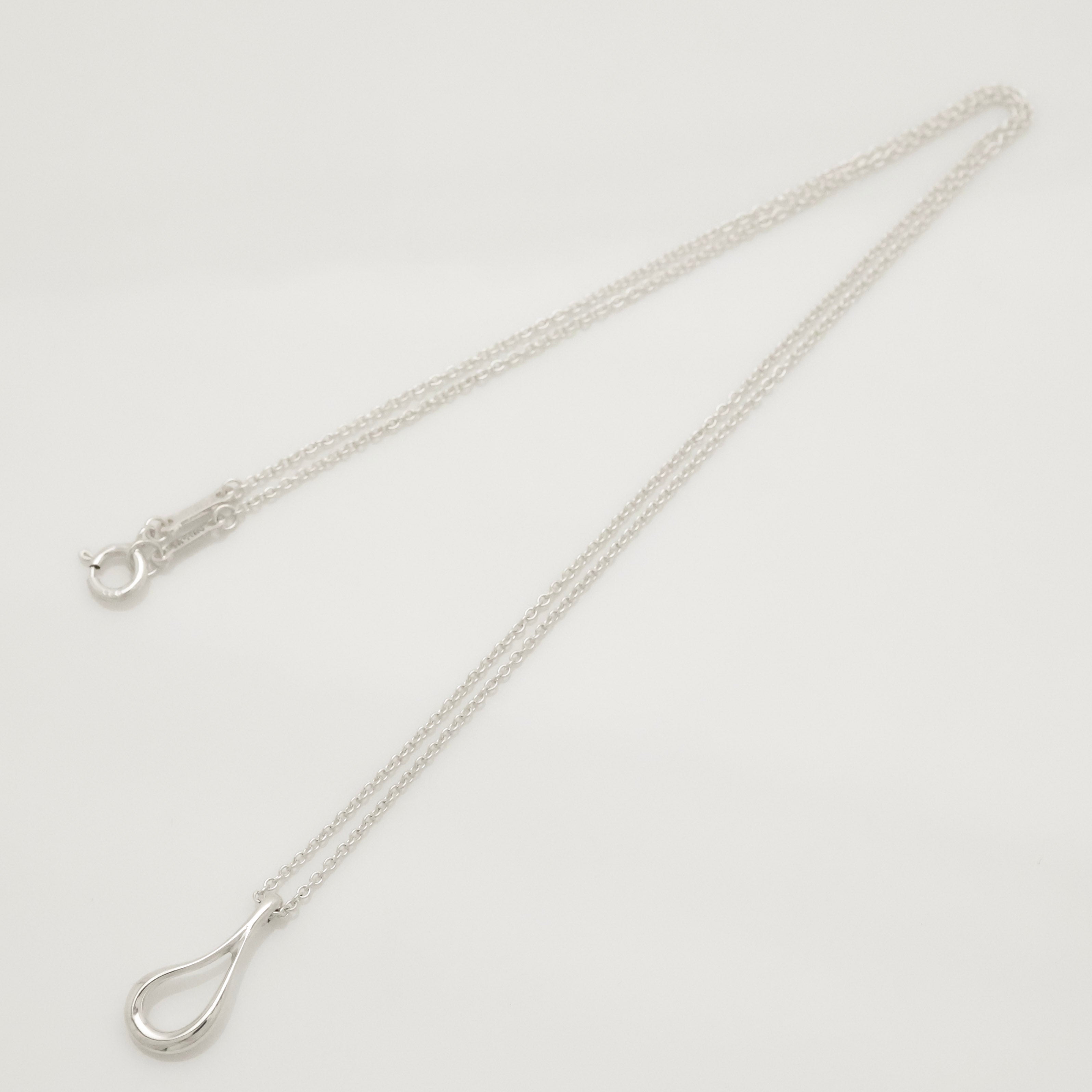  Tiffany & Co. Open Teardrop Necklace Pendant Sterling Silver 925 