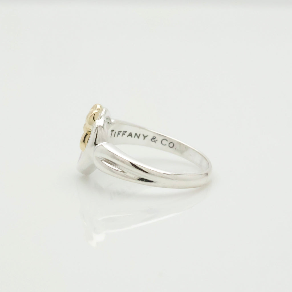 Tiffany & Co. Ribbon Bow Heart Ring  Gold &  Sterling Silver 925