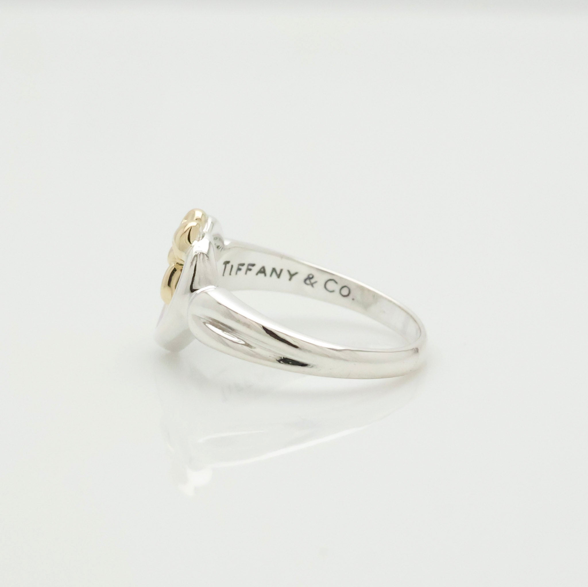 Tiffany & Co. Ribbon Bow Heart Ring  Gold &  Sterling Silver 925