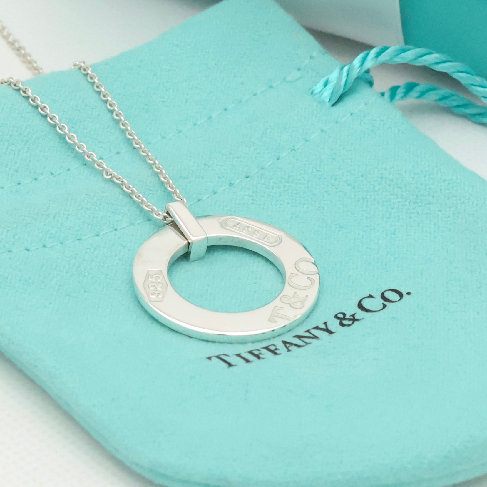 Tiffany & Co. 1837 Round Circle Necklace Sterling Silver 925