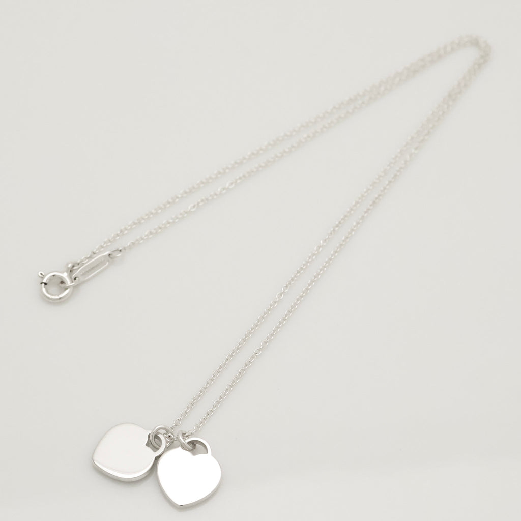 TIFFANY&Co. リターントゥ ティファニー スモール ダブル ハート タグ ブルー エナメル ネックレス AG925