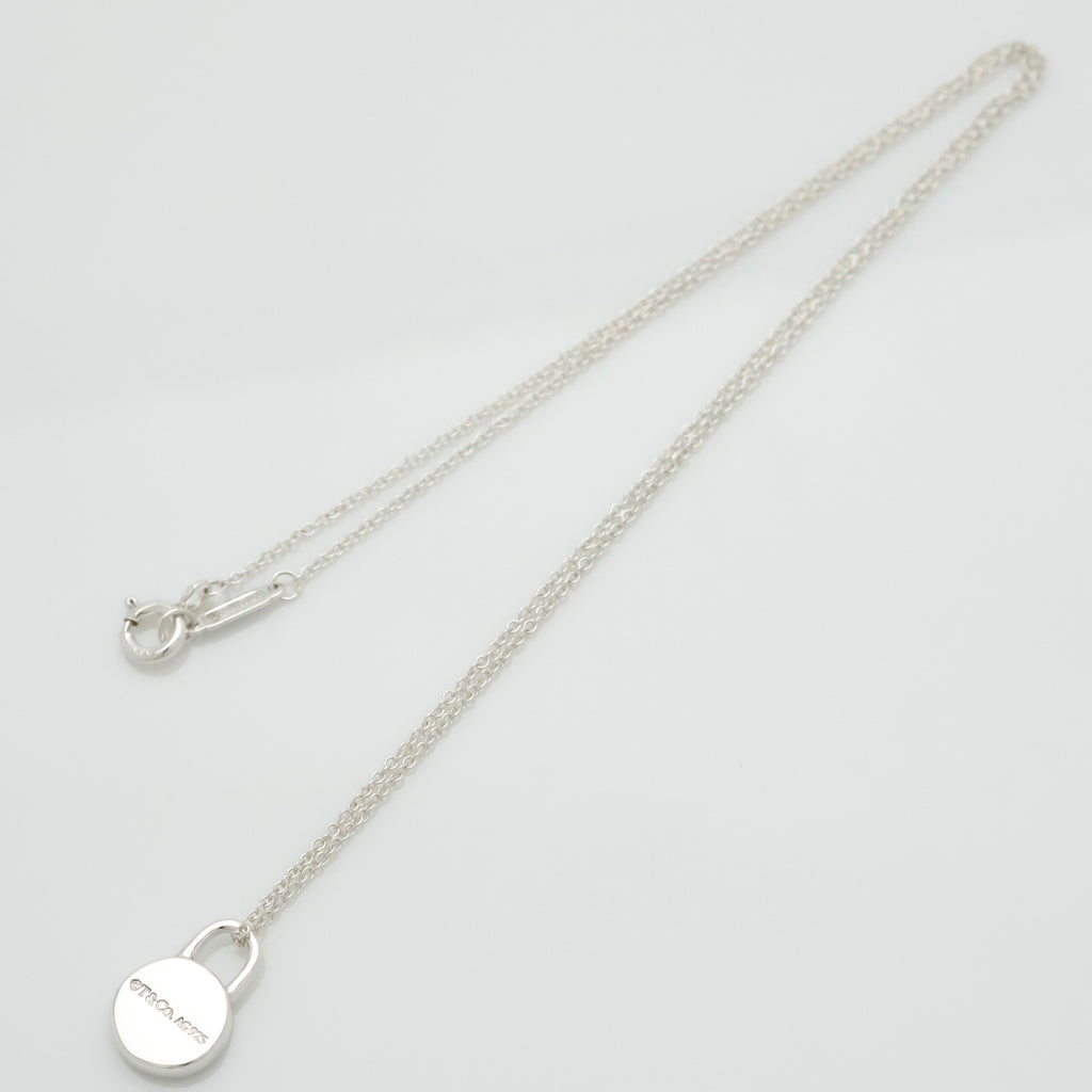 Tiffany & Co. 1837 Round Lock 1P Diamond Necklace Sterling Silver 925 