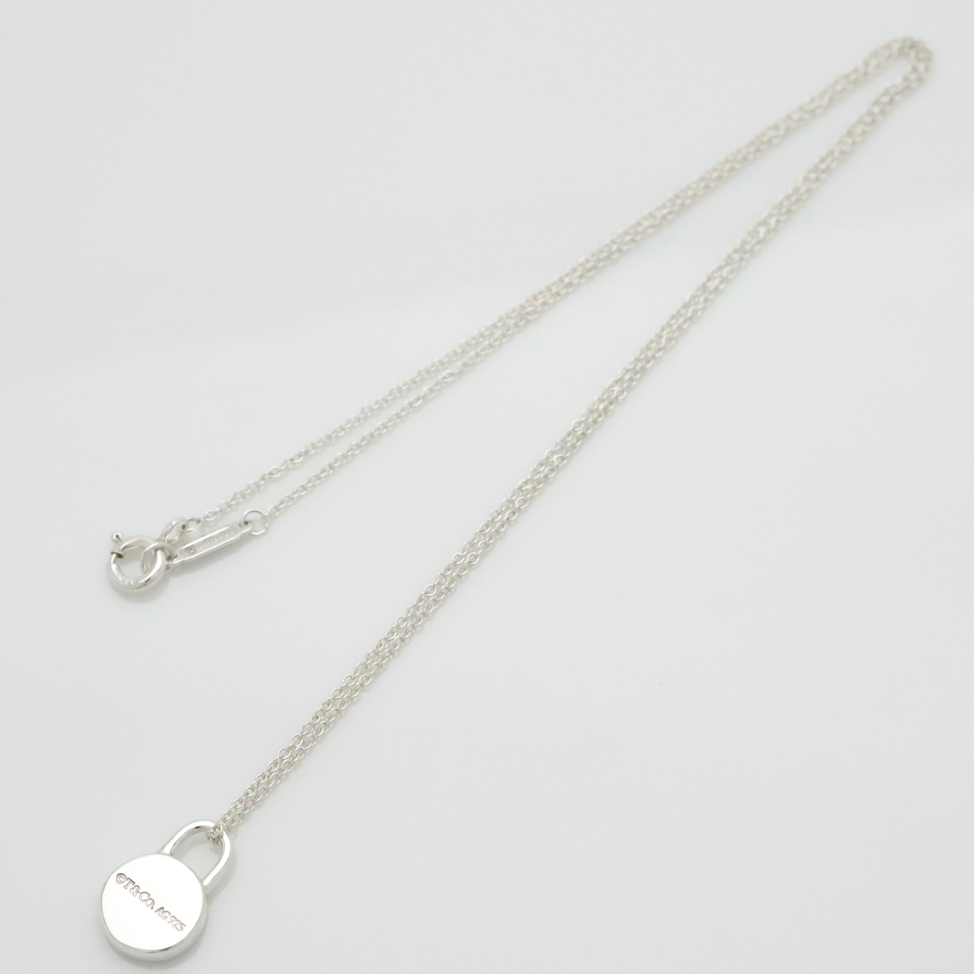 Tiffany & Co. 1837 Round Lock 1P Diamond Necklace Sterling Silver 925 