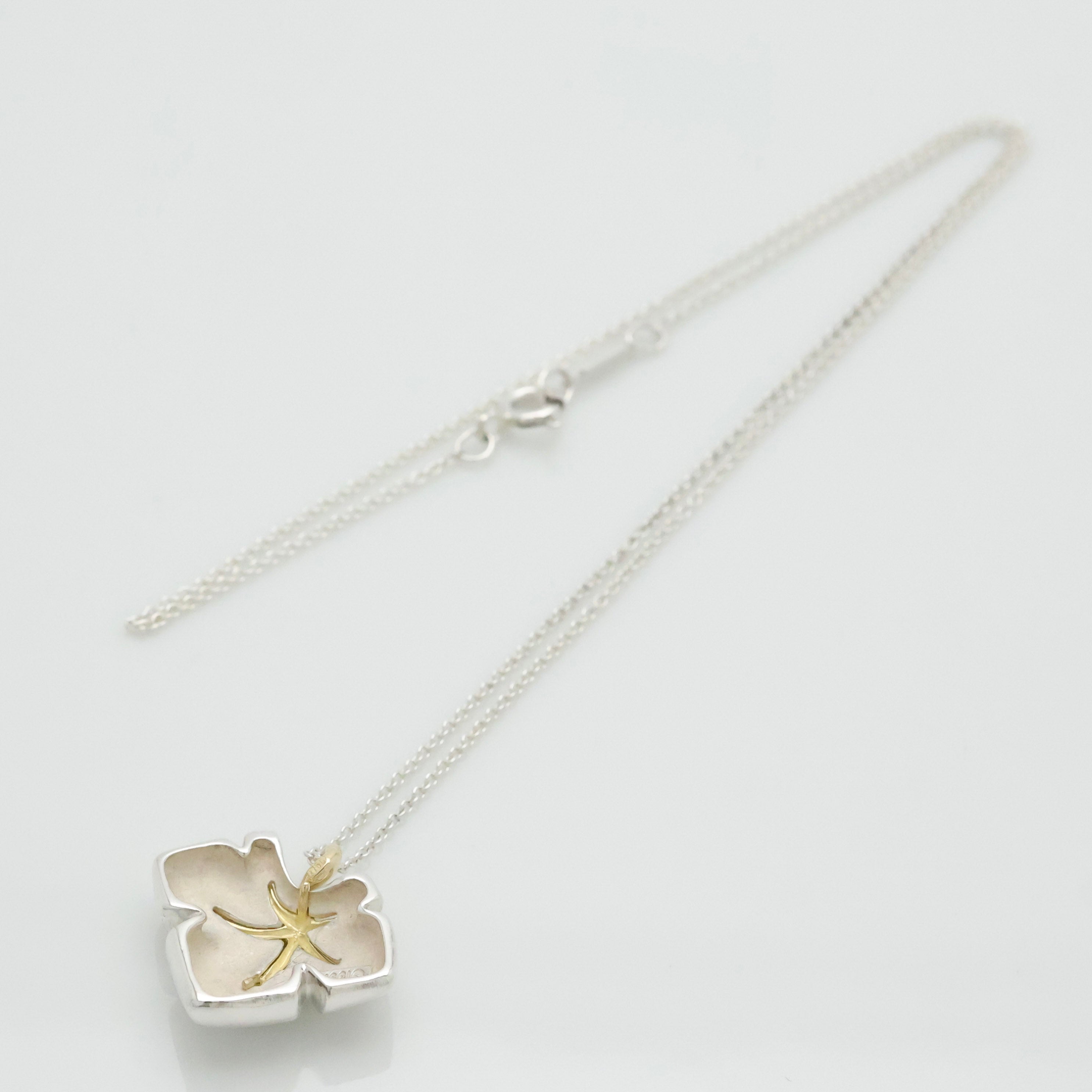  Tiffany & Co. Nature Leaf Pendant Necklace Sterling Silver 925 & Gold 