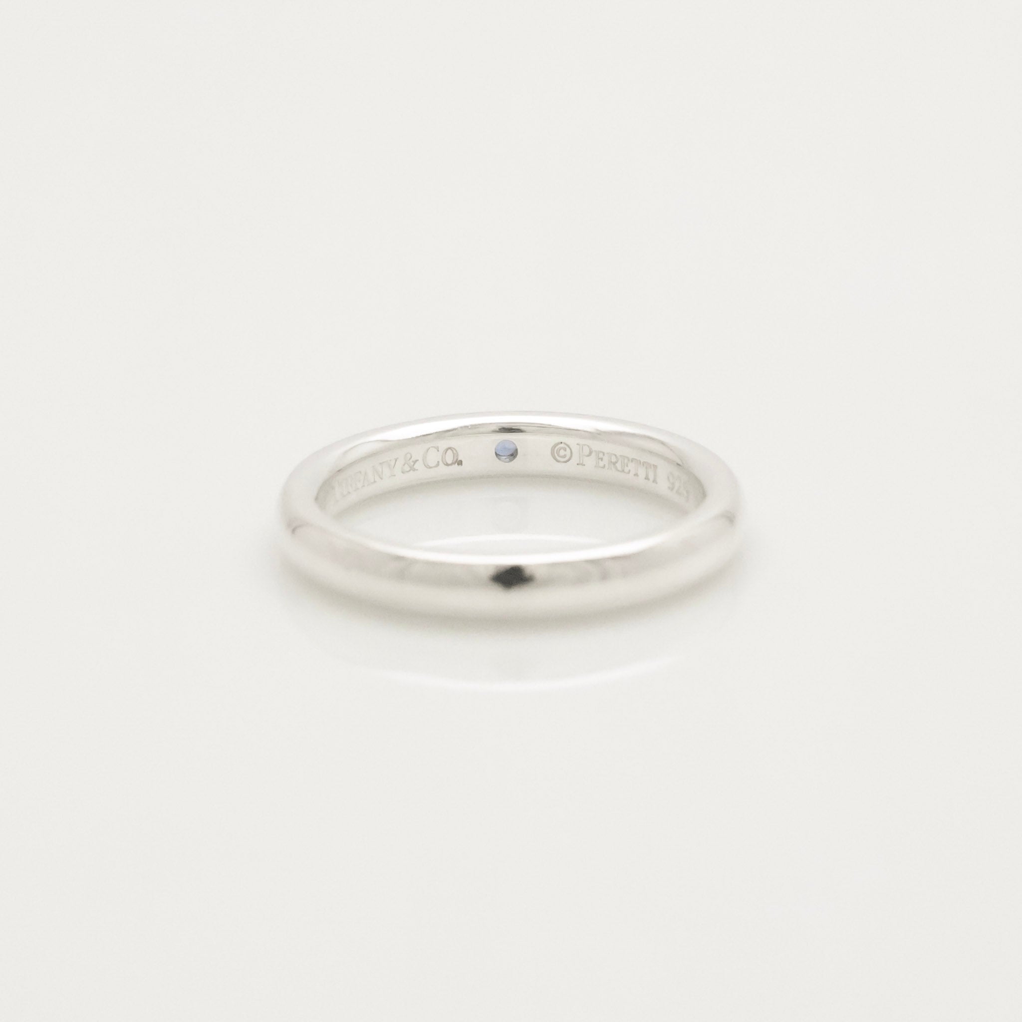 Tiffany & Co. Sapphire Stacking Band Ring Size 4.25-4.5 Sterling Silver 925