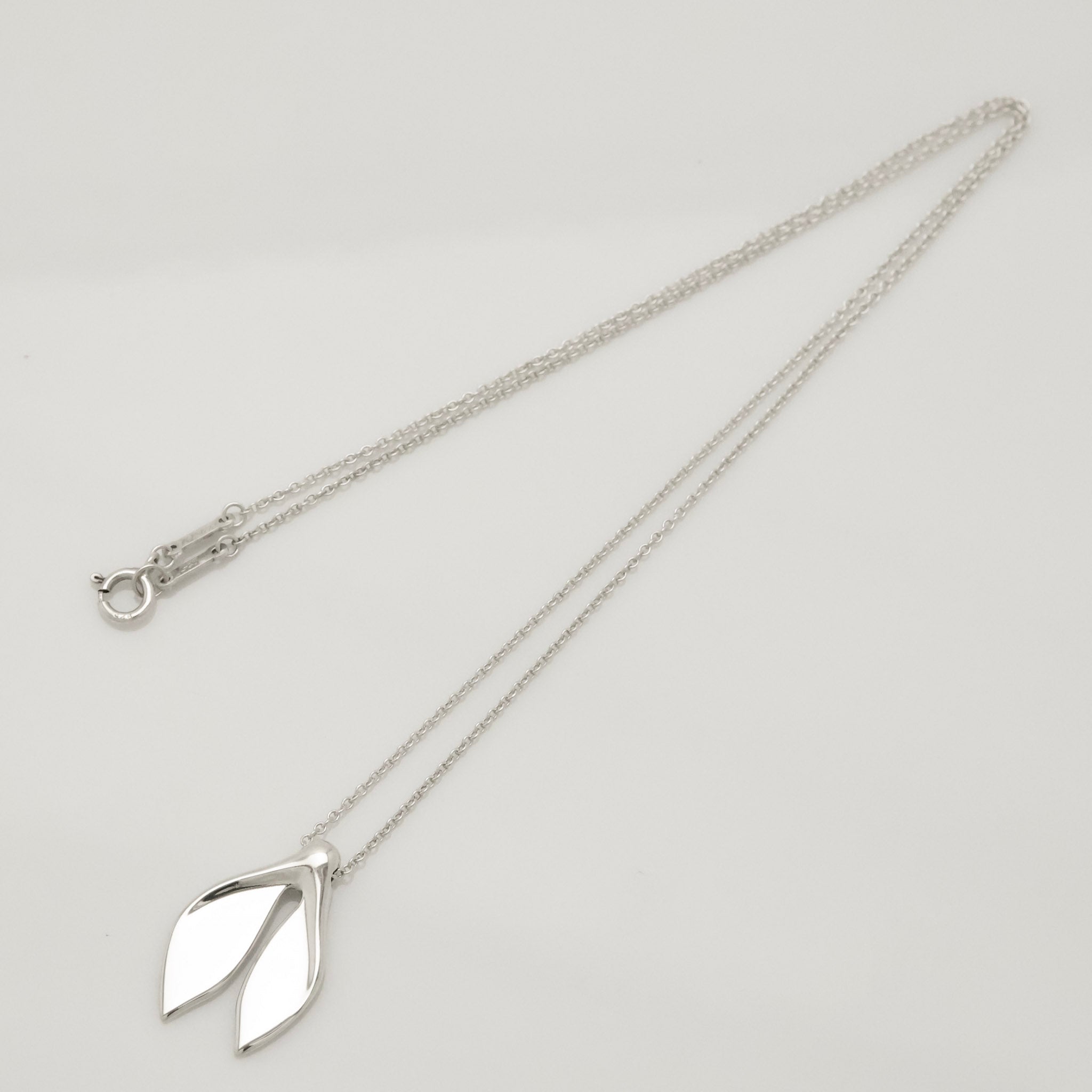 Tiffany & Co. Whale Tail Pendant Necklace Sterling Silver 925 