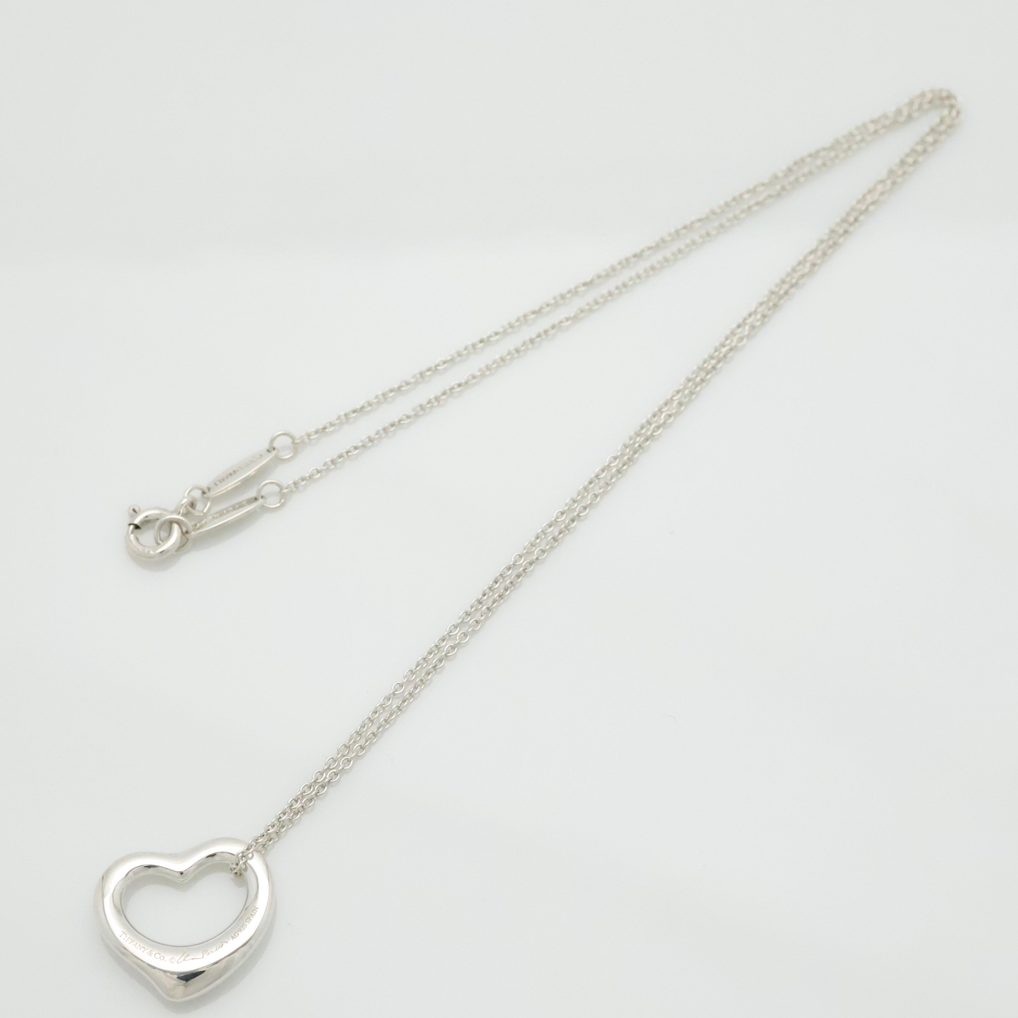 Tiffany & Co. Open Heart Pendant Necklace Sterling Silver 925