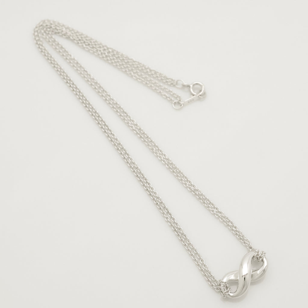 Tiffany & Co. Infinity Double Chain Necklace Sterling Silver 925