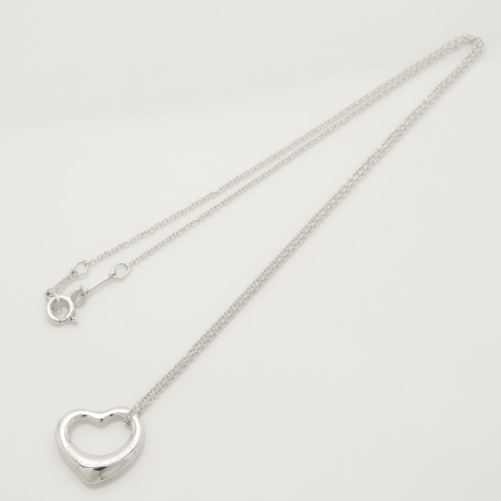 Tiffany & Co. Open Heart Pendant Necklace Sterling Silver 925