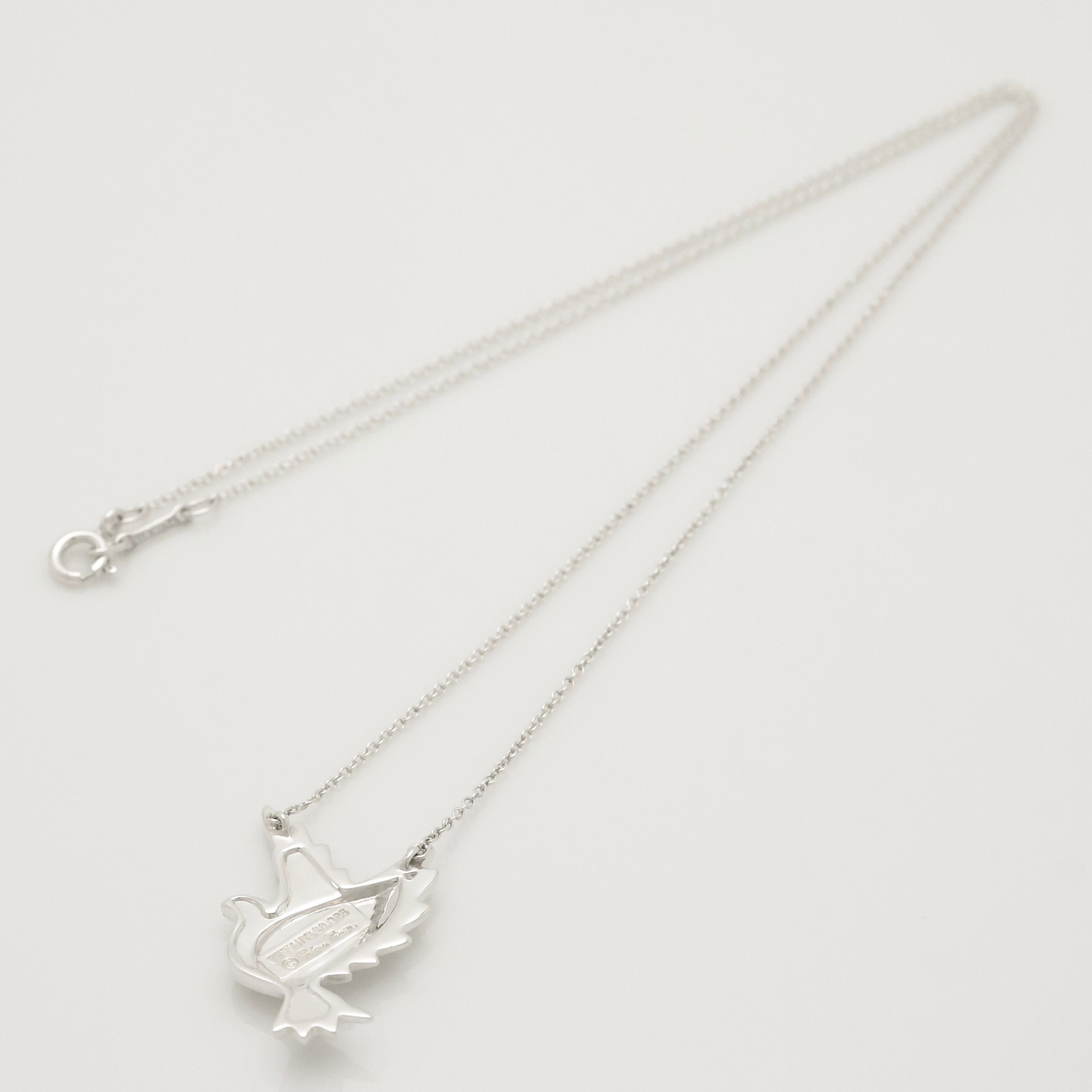 Tiffany & Co. Picasso Dove Bird Pendant Necklace Sterling Silver 925