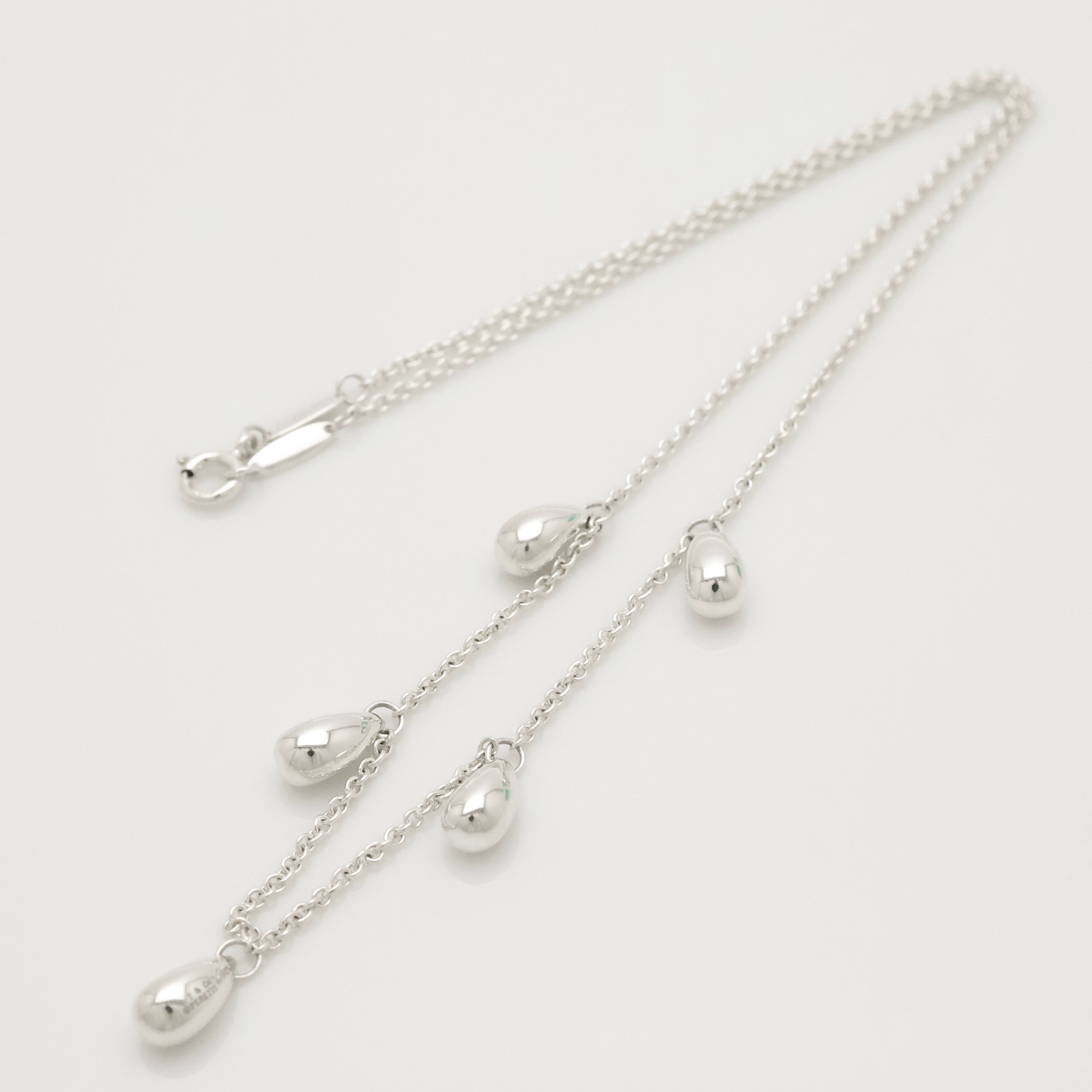 Tiffany & Co. Elsa Peretti Five 5 Teardrop Necklace Sterling Silver 925