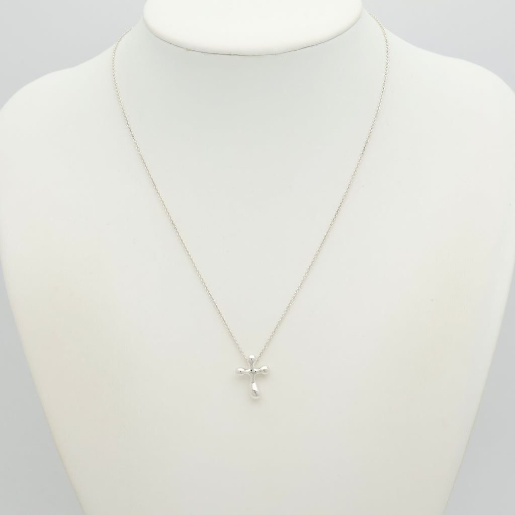  Tiffany & Co. Small Cross Pendant Necklace  Sterling Silver 925 