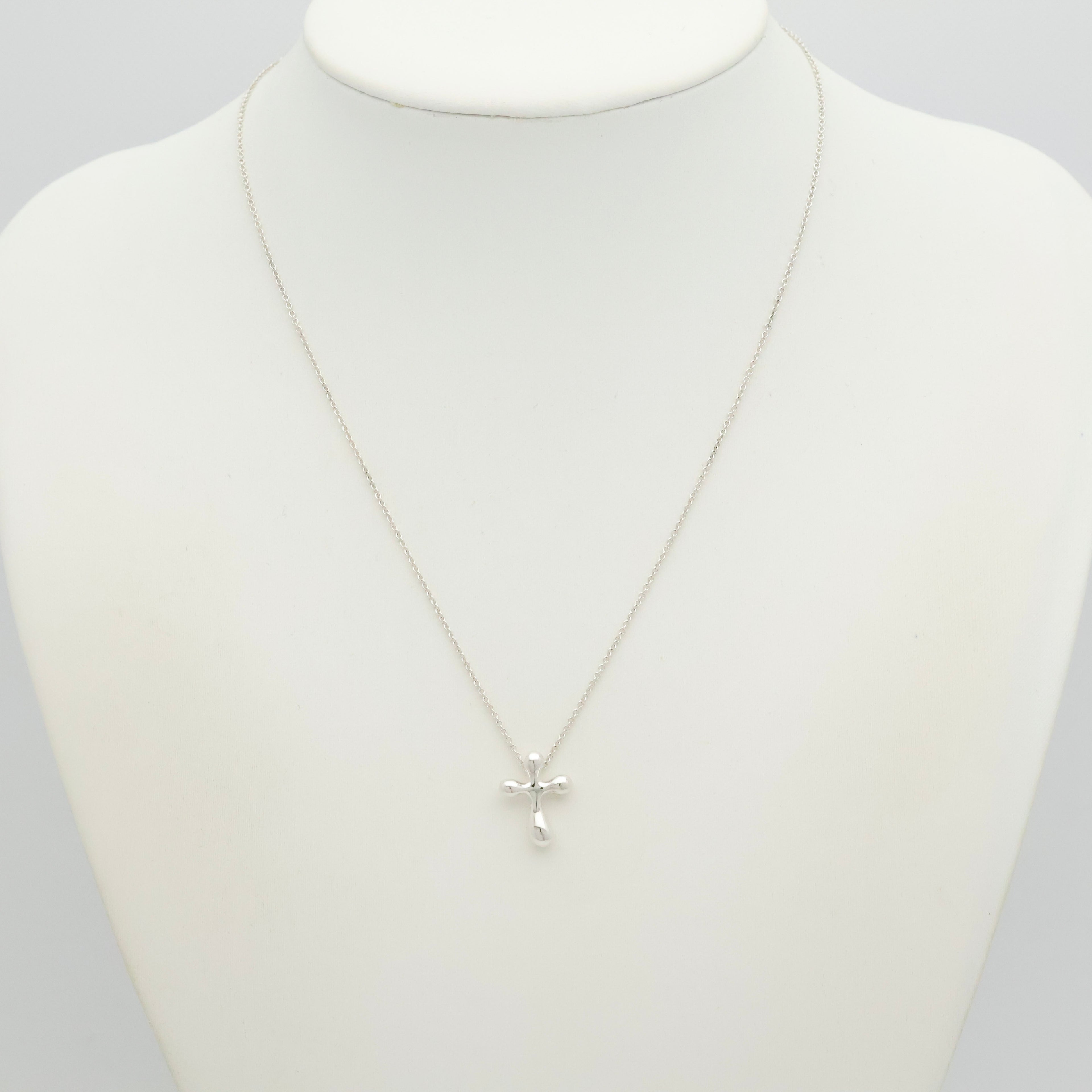  Tiffany & Co. Small Cross Pendant Necklace  Sterling Silver 925 