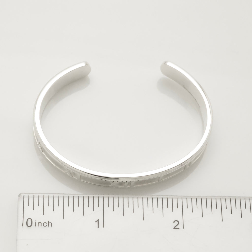 Tiffany & Co. Atlas Roman Numerals Cuff Bangle Bracelet Sterling Silver 925