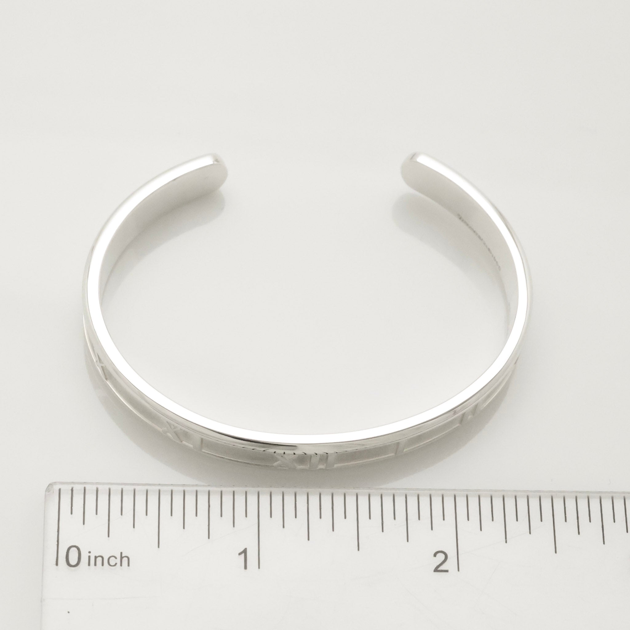 Tiffany & Co. Atlas Roman Numerals Cuff Bangle Bracelet Sterling Silver 925