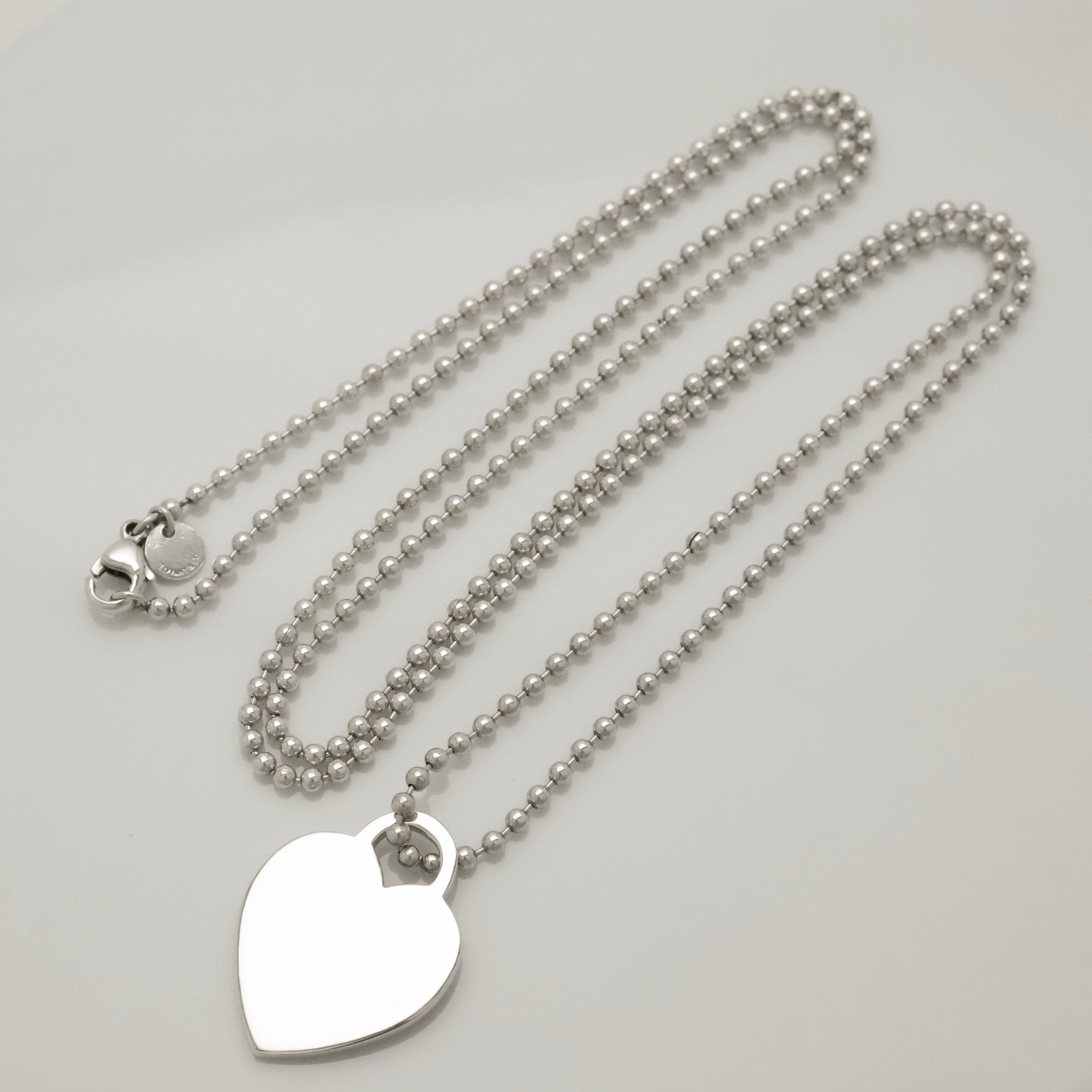 Tiffany & Co. Return to Heart Tag Long Chain Necklace Sterling Silver 925