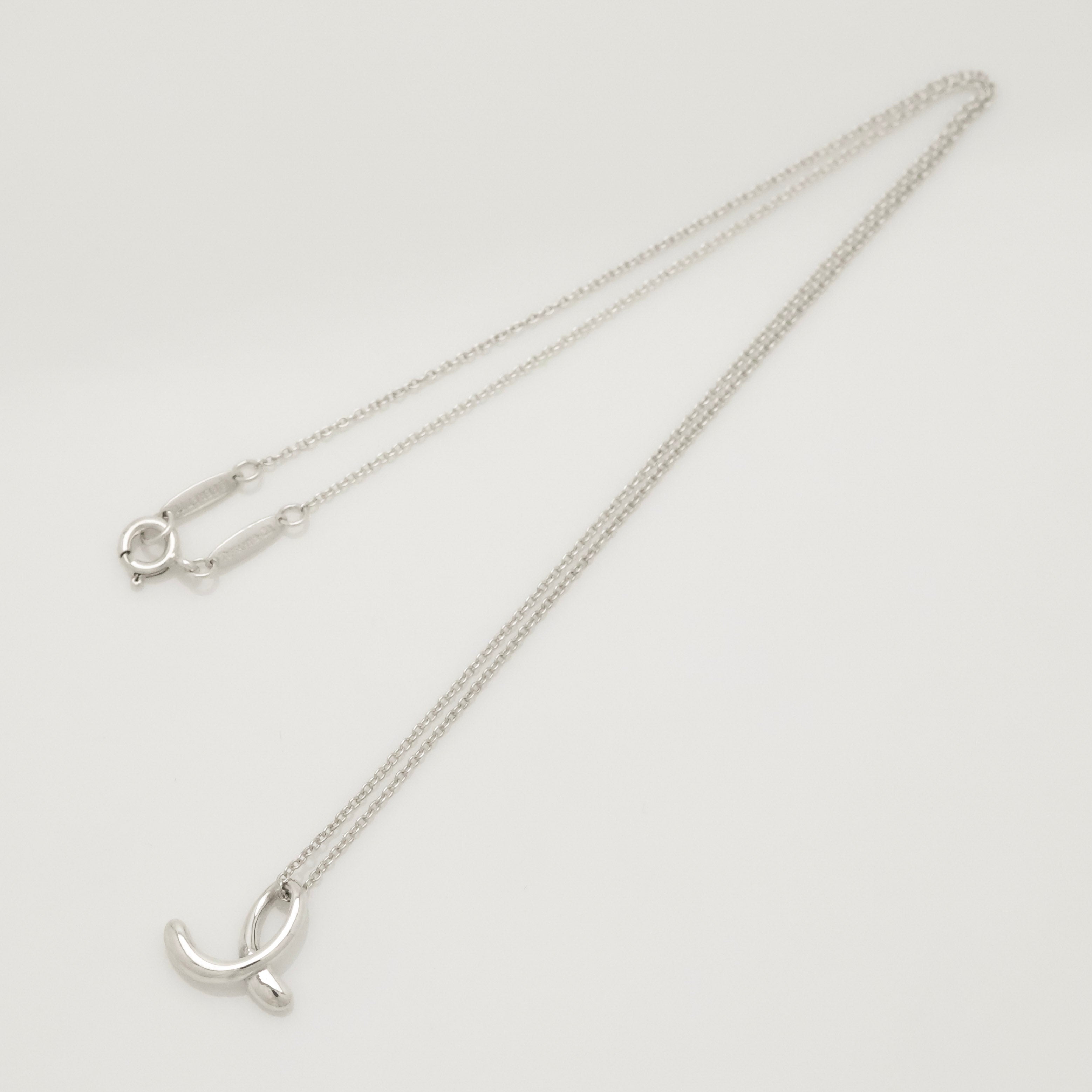 Tiffany & Co. Initial Letter "E" Necklace Pendant Sterling Silver 925