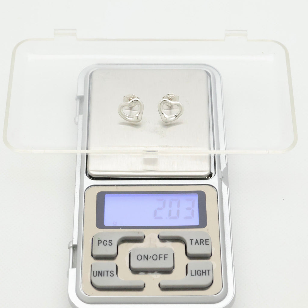 Tiffany & Co. Elsa Peretti Open Heart Stud Earrings Sterling Silver 925