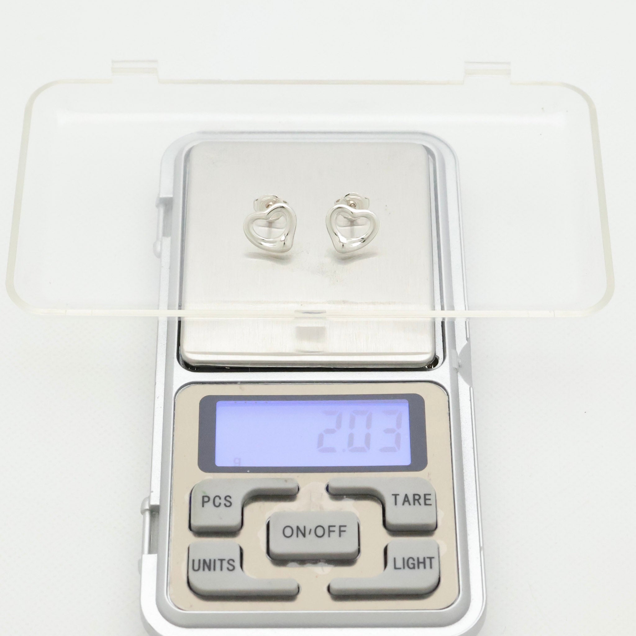 Tiffany & Co. Elsa Peretti Open Heart Stud Earrings Sterling Silver 925