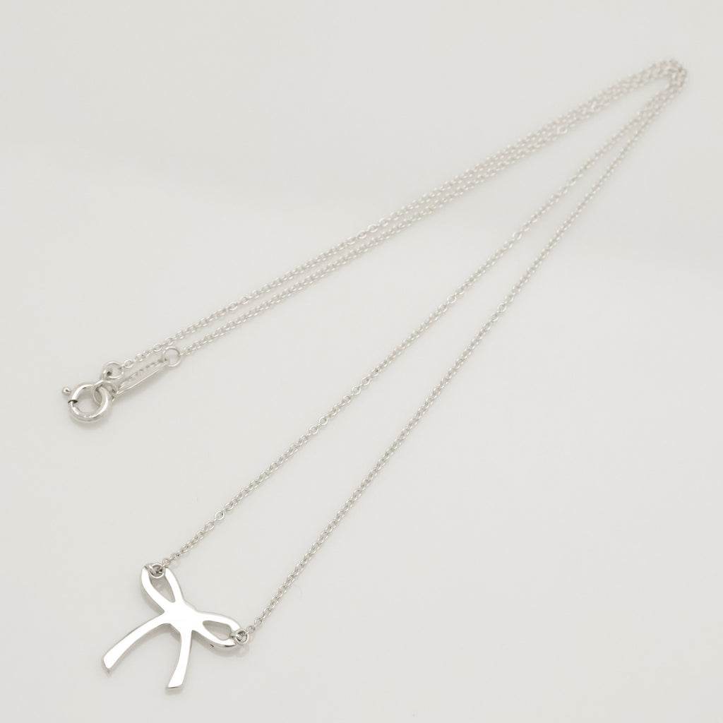 Tiffany & Co. Ribbon Bow Necklace Pendant  Sterling Silver 925 