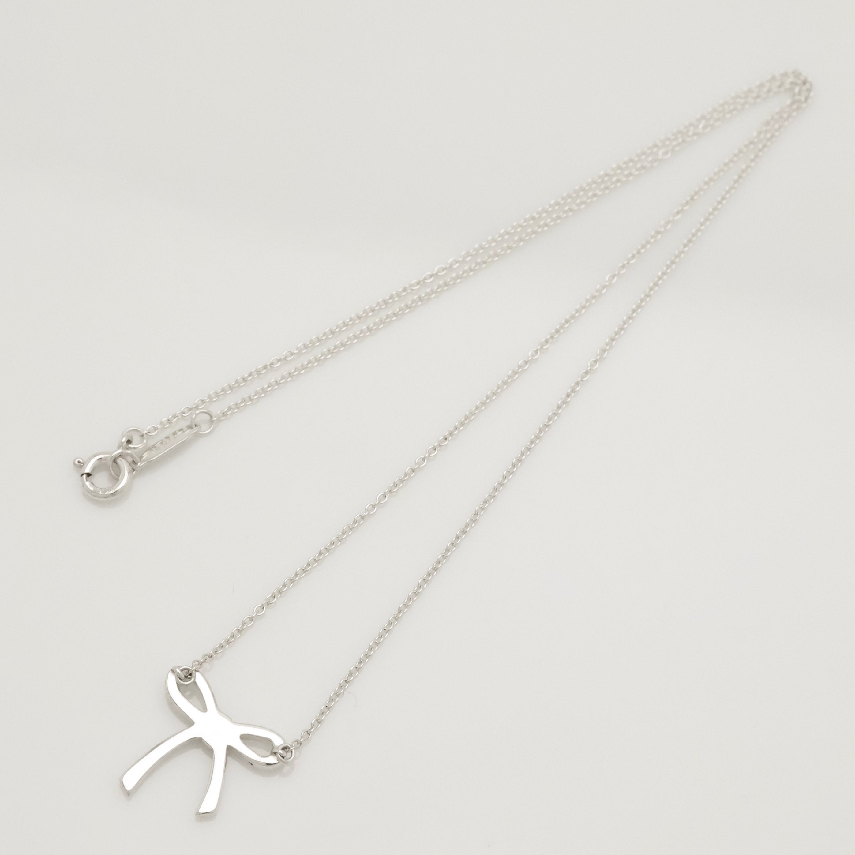 Tiffany & Co. Ribbon Bow Necklace Pendant  Sterling Silver 925 