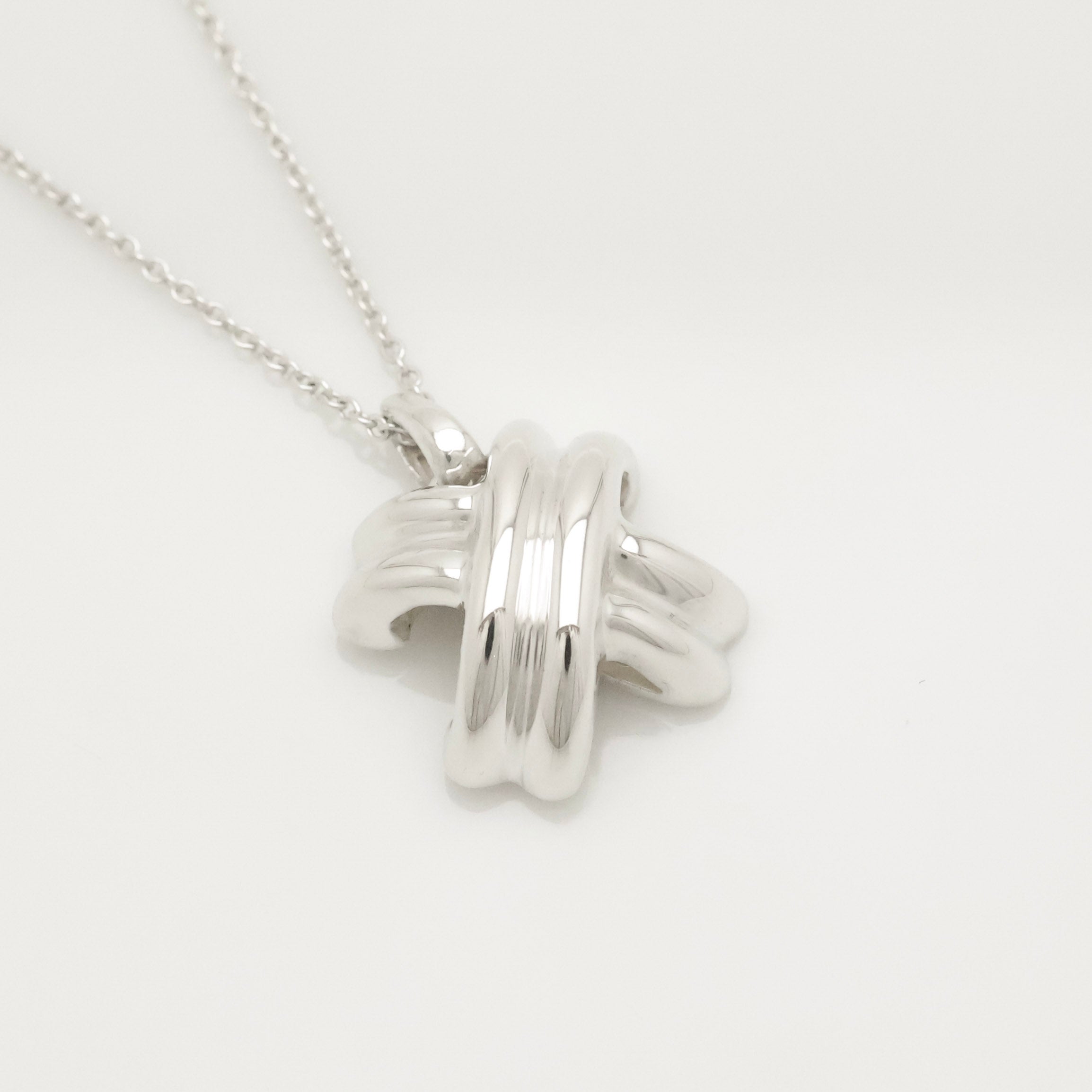 Tiffany & Co. Signature Cross Pendant Necklace Sterling Silver 925 