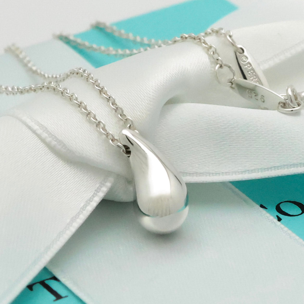 Tiffany & Co. Teardrop Necklace Pendant Sterling Silver 925 