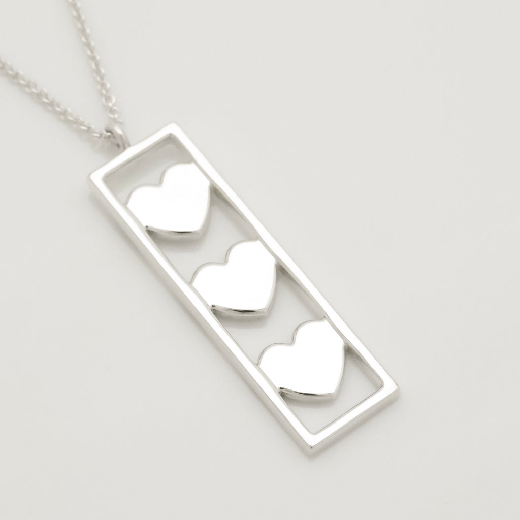 Tiffany & Co Triple Heart Plate Pendant Necklace Sterling Silver 925
