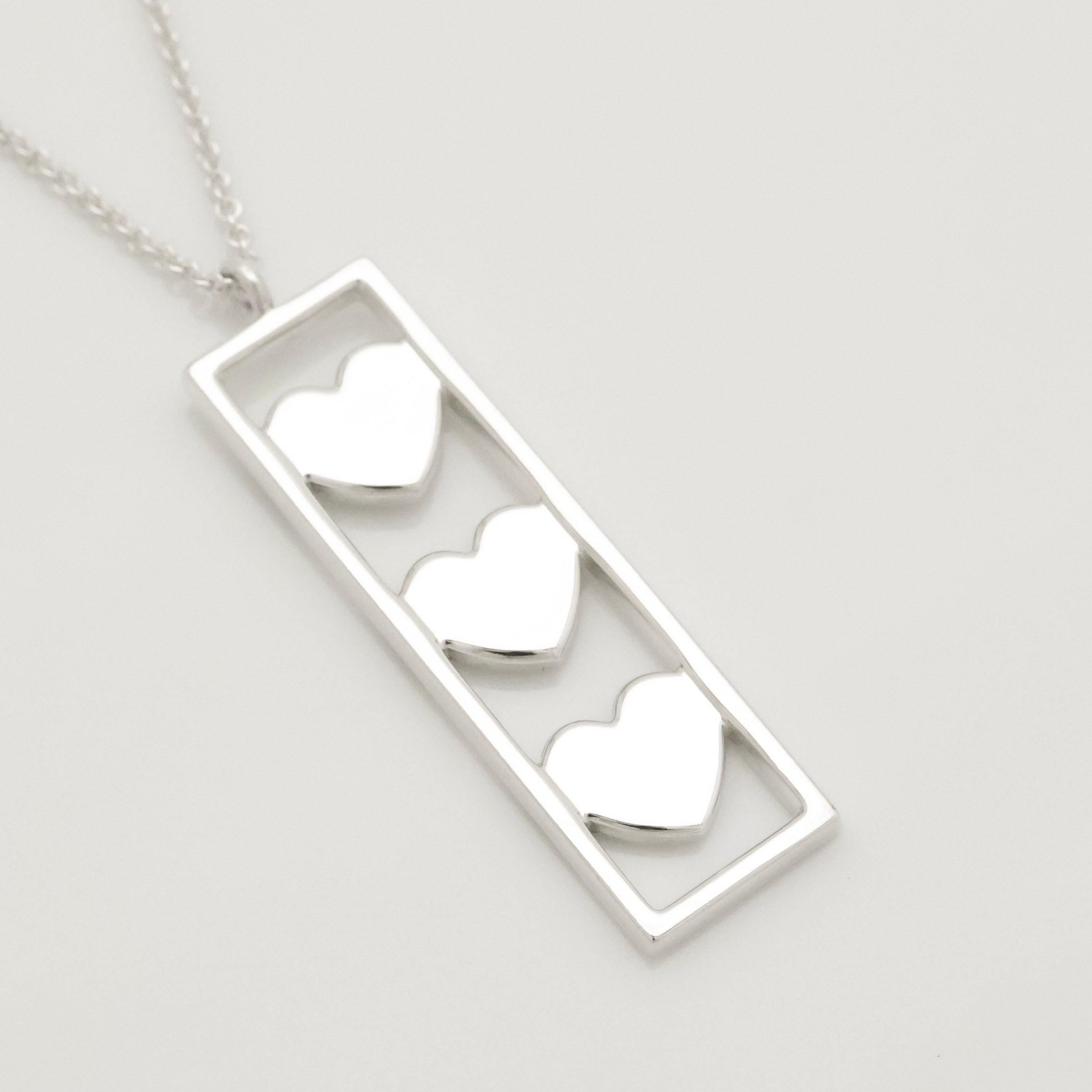 Tiffany & Co Triple Heart Plate Pendant Necklace Sterling Silver 925