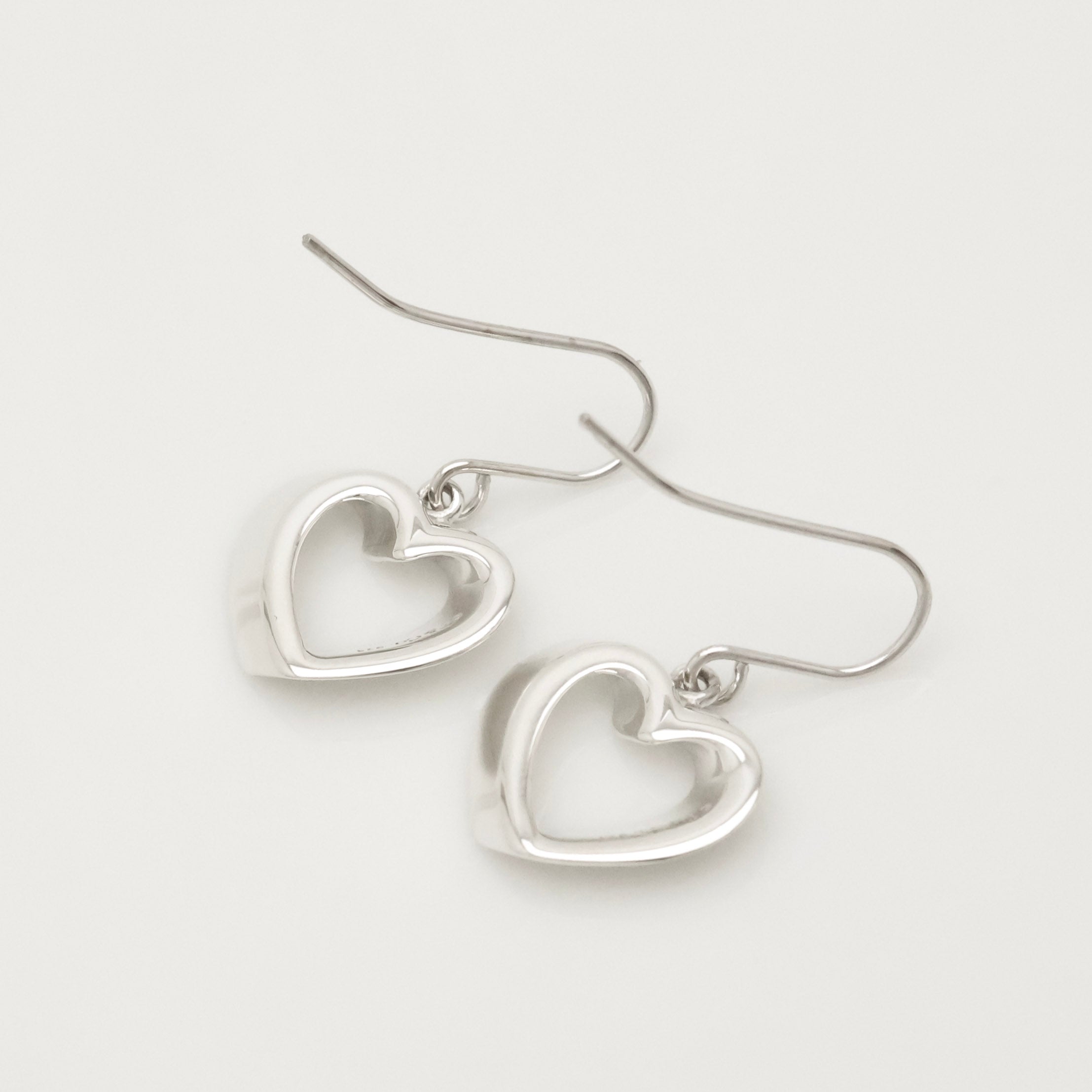 Authentic Tiffany & Co. 3D Geometric Heart Hook Earrings Sterling Silver 925