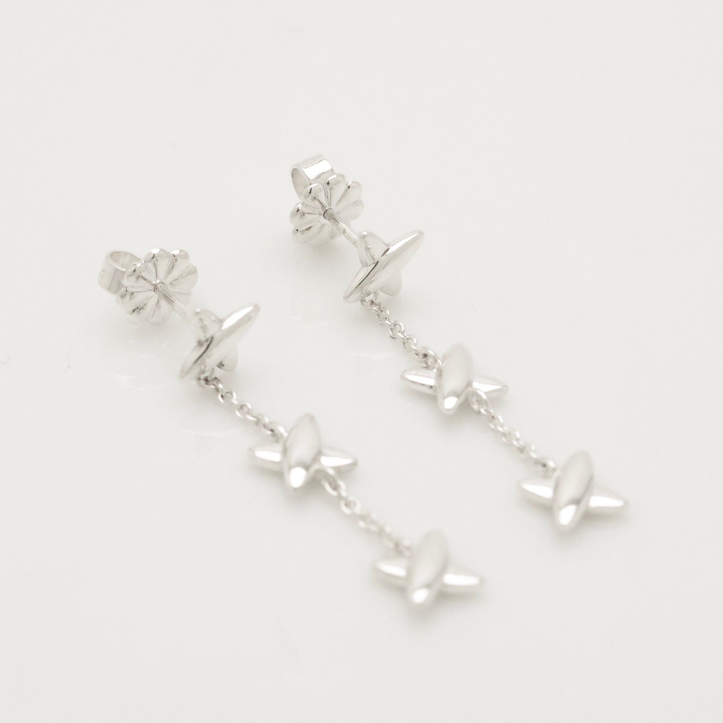 Tiffany & Co Elsa Peretti Open Heart Drop Dangle Earrings Sterling Silver 925