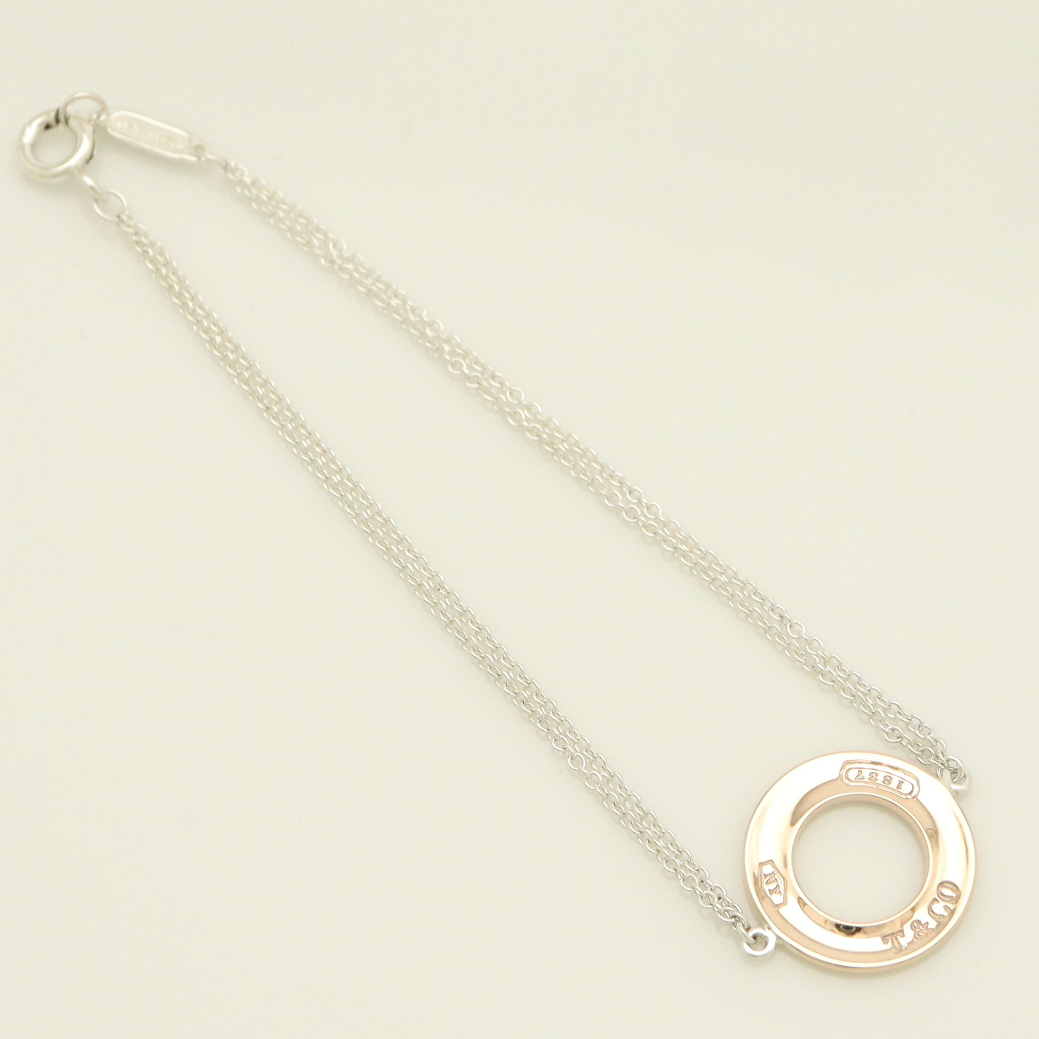 Tiffany & Co. 1837 Round Circle Double Chain Bracelet Sterling Silver 925