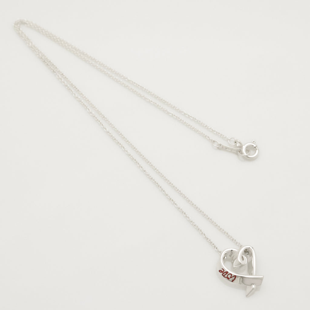 TIFFANY&Co. ラビング ハート LOVE レッド エナメル パロマピカソ ネックレス AG925