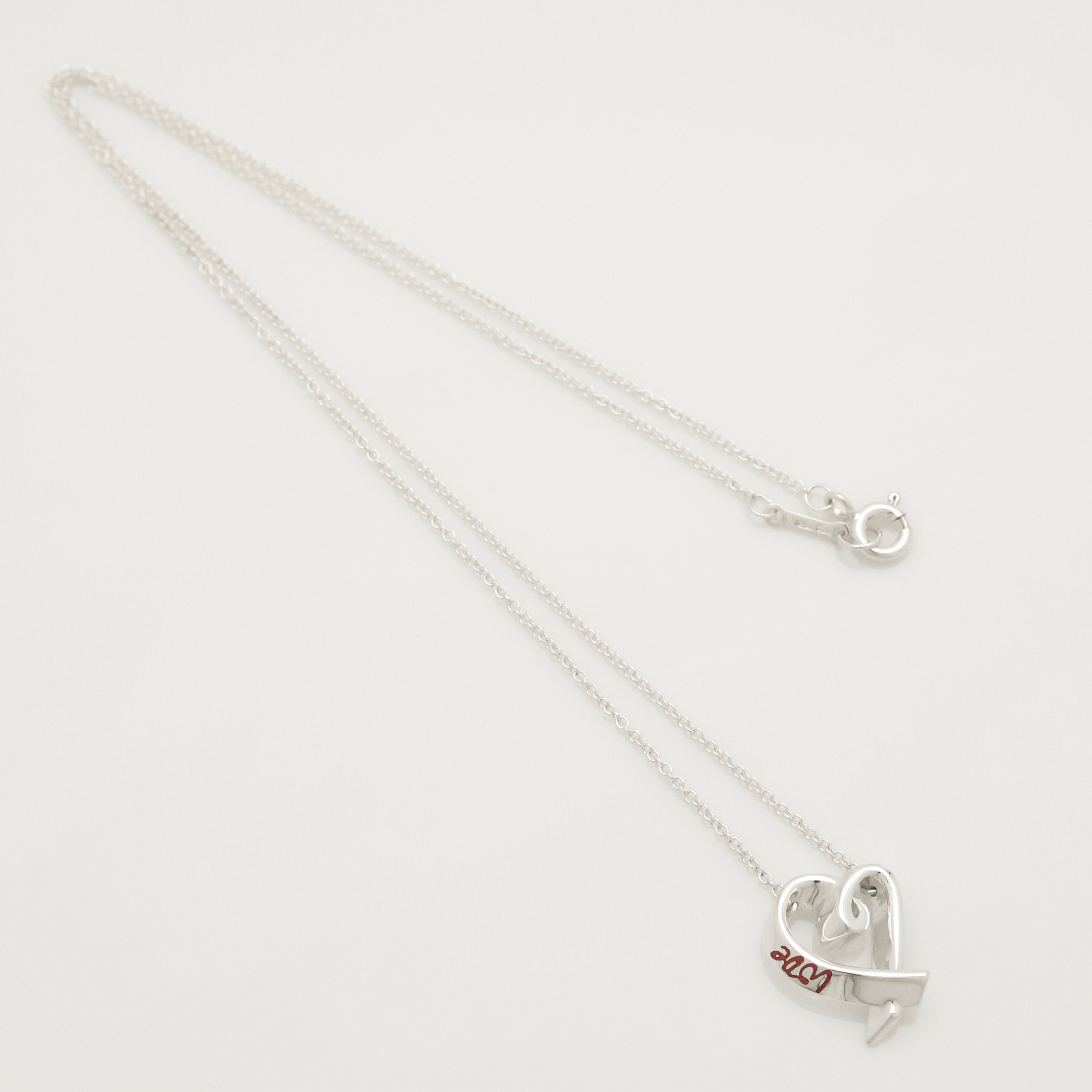 TIFFANY&Co. ラビング ハート LOVE レッド エナメル パロマピカソ ネックレス AG925